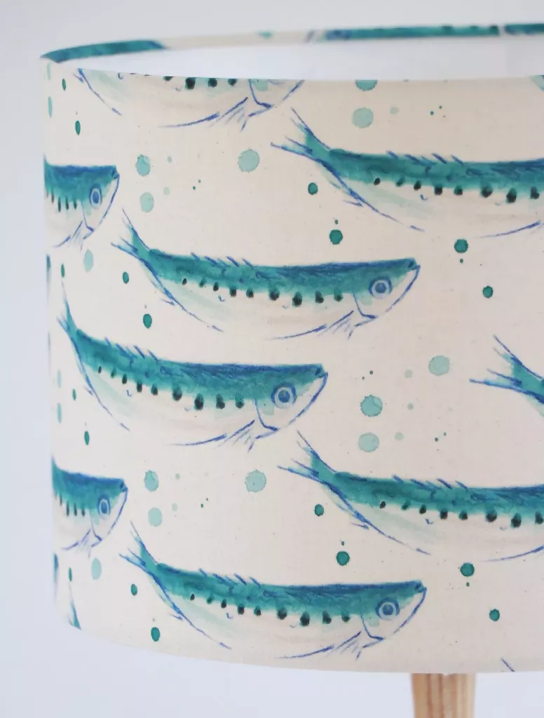 Swimming Sardines Organic Fabric Lampshade - Image 4
