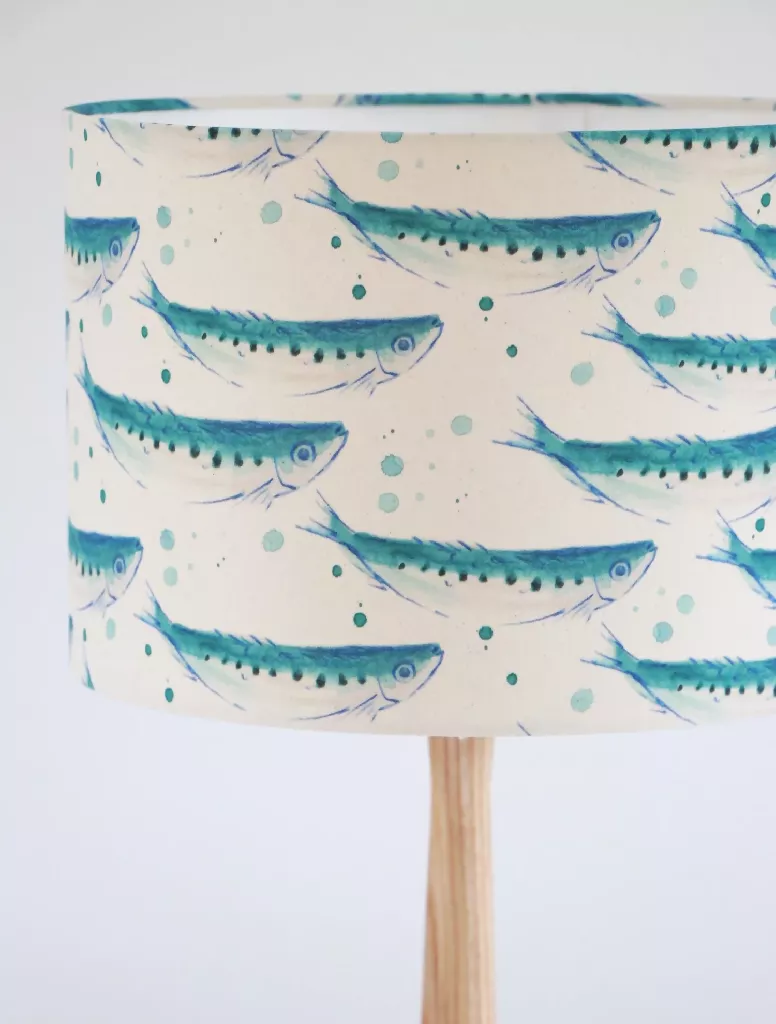 Swimming Sardines Organic Fabric Lampshade - Image 5