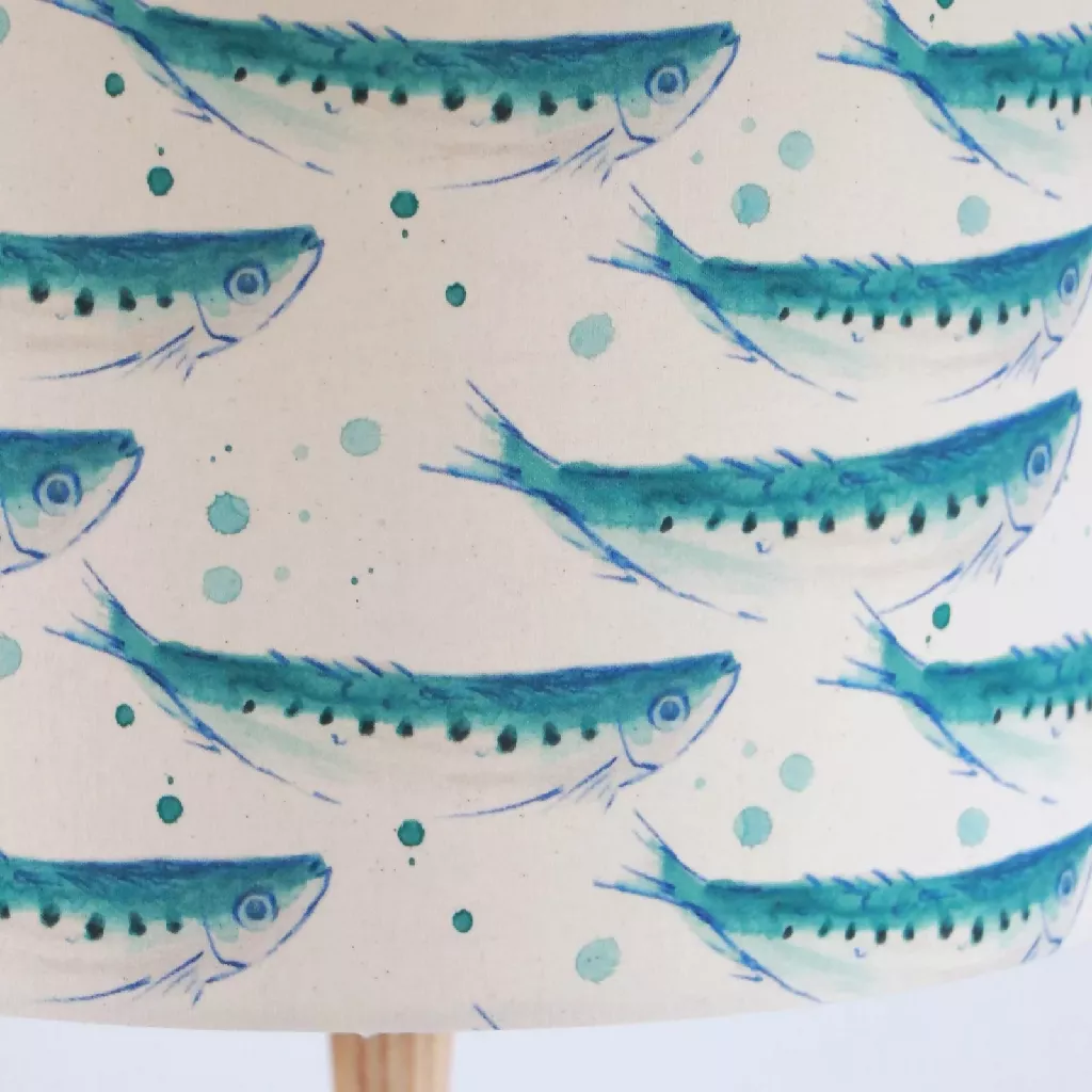 Swimming Sardines Organic Fabric Lampshade - Image 6
