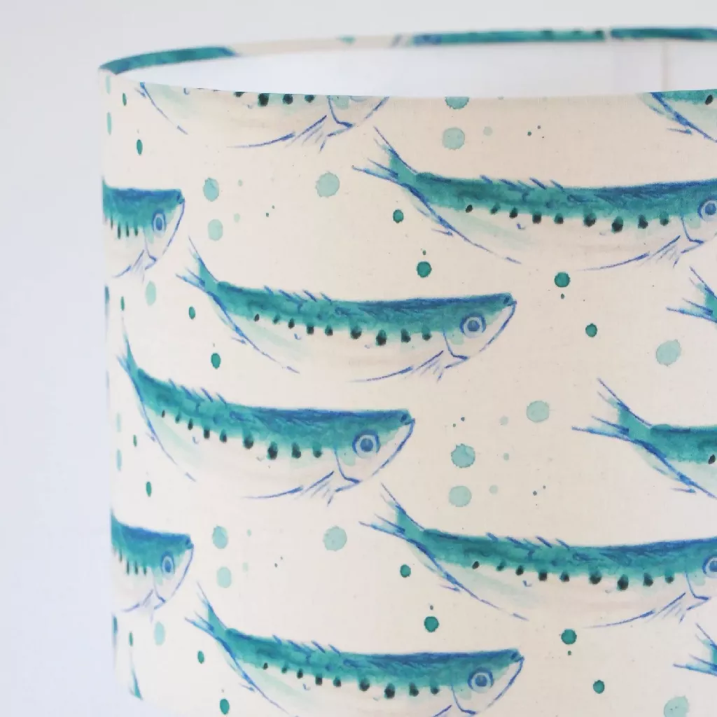 Swimming Sardines Organic Fabric Lampshade - Image 7