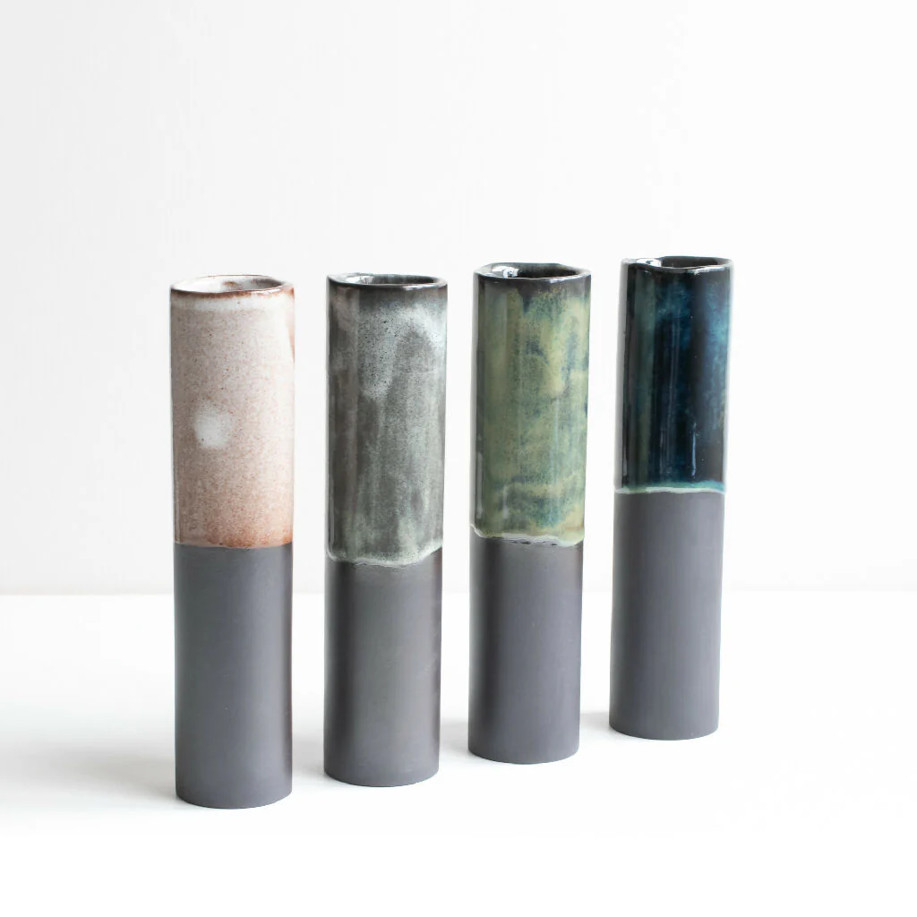 Tall Black Stoneware Vase