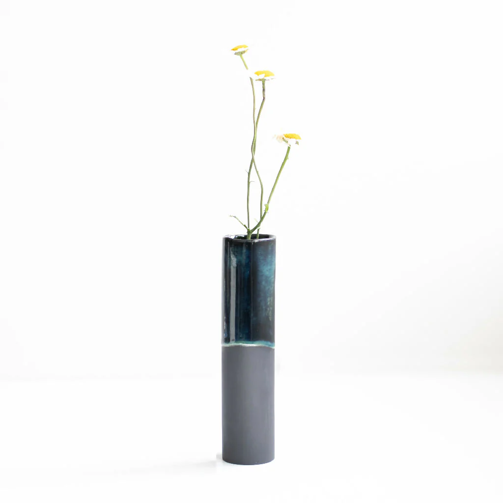 Tall Black Stoneware Vase - Image 2
