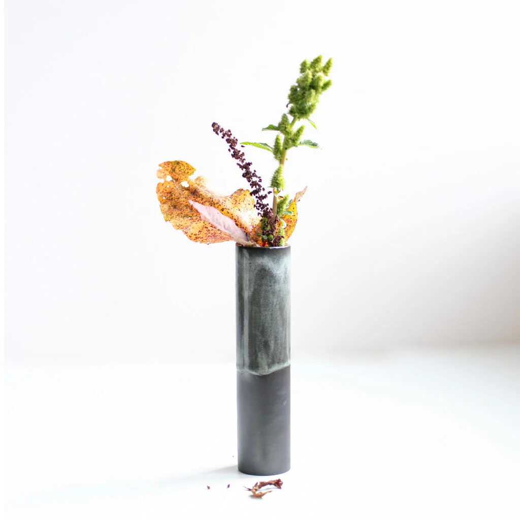 Tall Black Stoneware Vase - Image 4