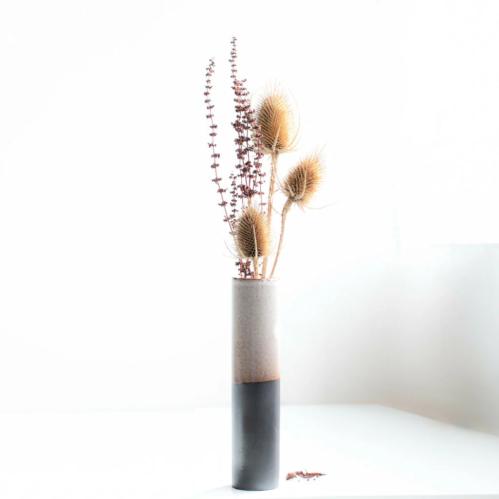 Tall Black Stoneware Vase - Image 5