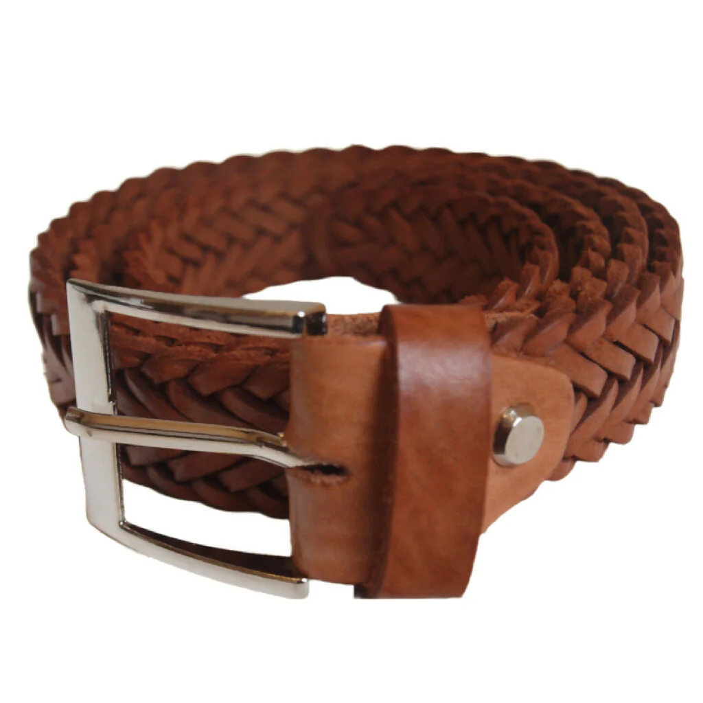Tan Braided Leather Belt - Image 2