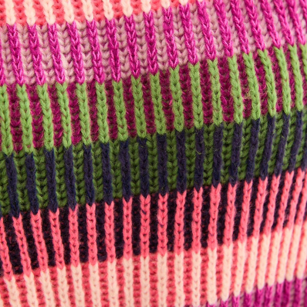 Tasha Oversized Balloon Sleeve Stripe Roll Neck Jumper - Purple - Image 11