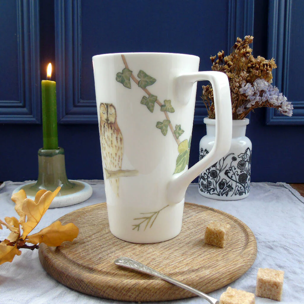 Tawny Owl Bone China Tall Mug - Image 3