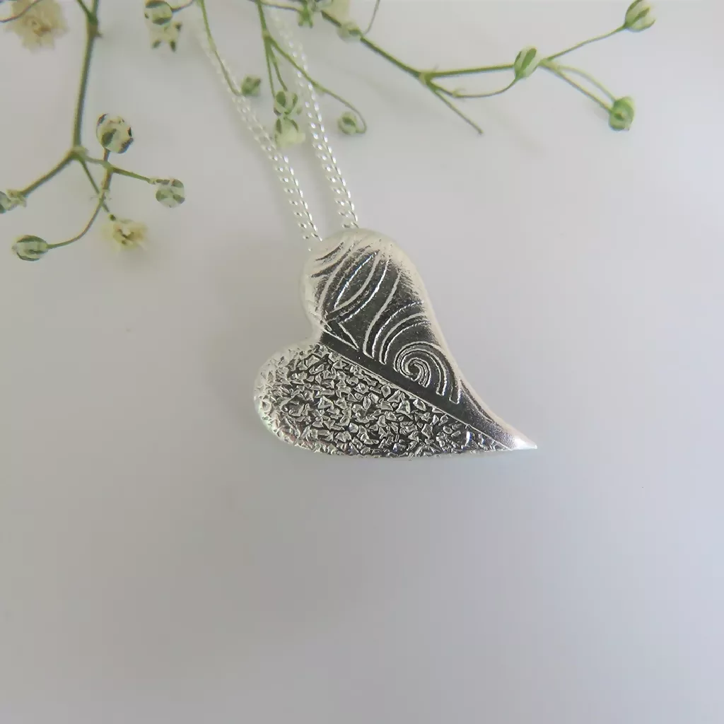 Textured Free form Heart Necklace