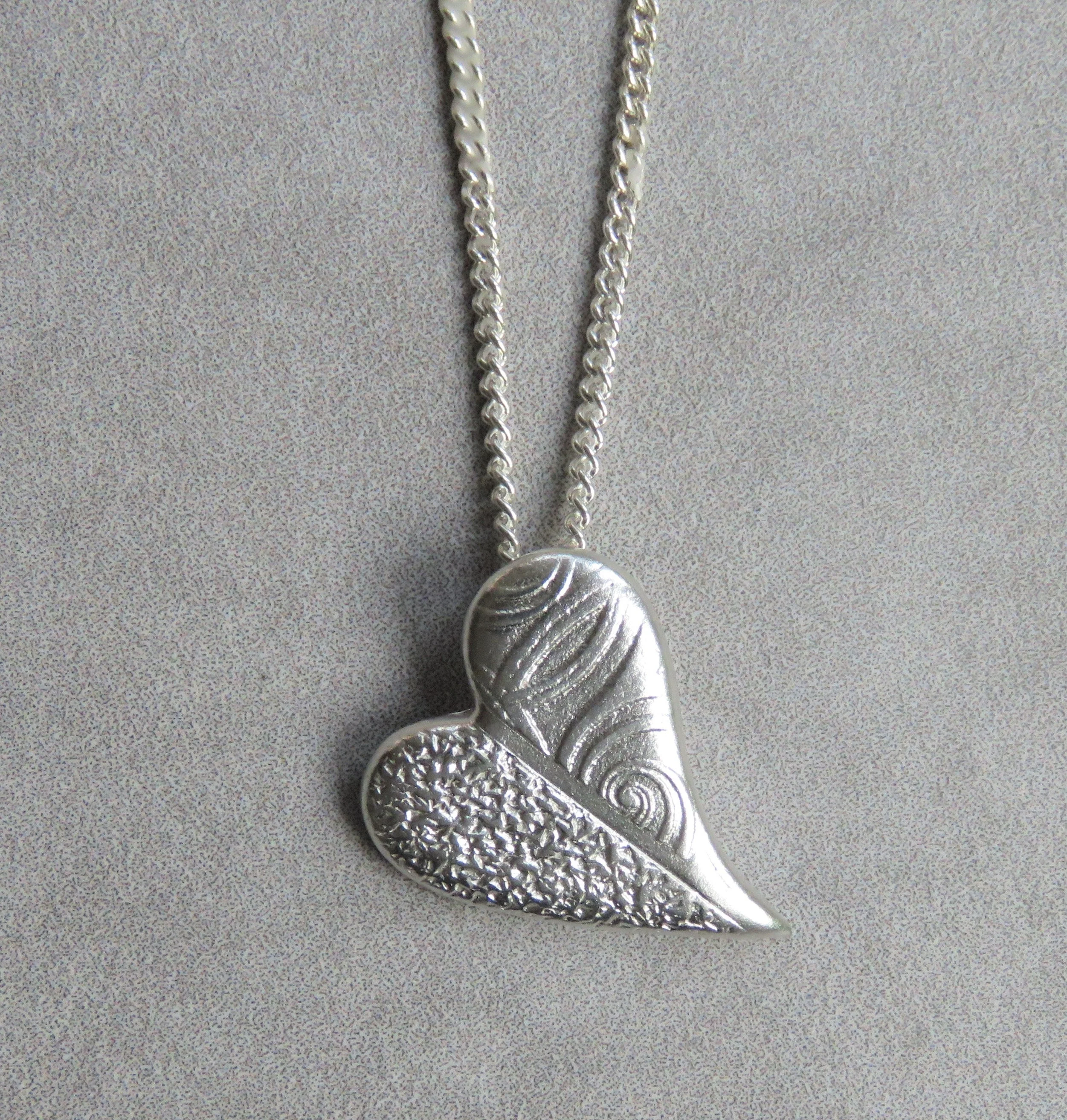 Textured Free form Heart Necklace - Image 3