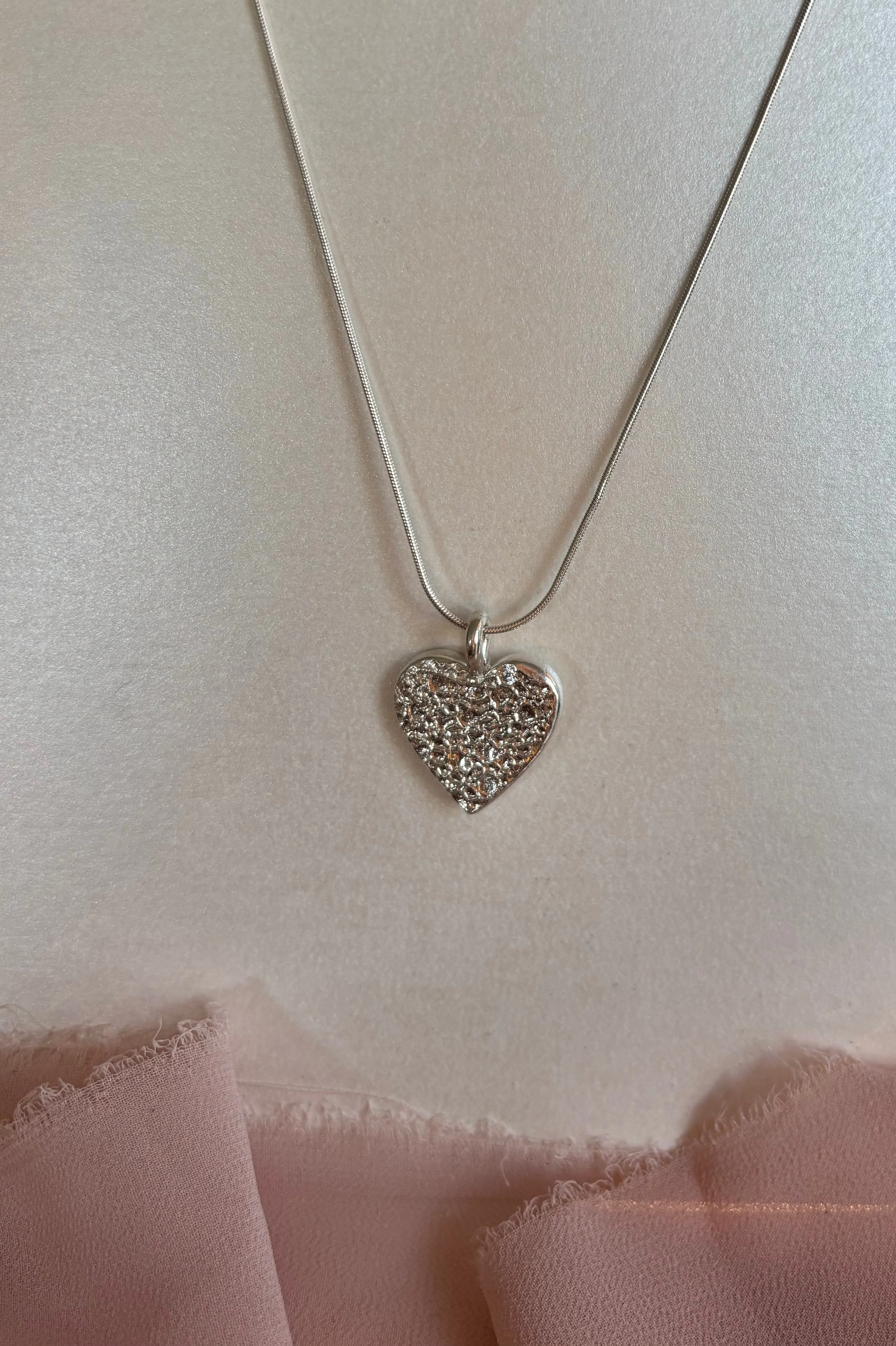 Textured Love Heart Necklace - Image 2