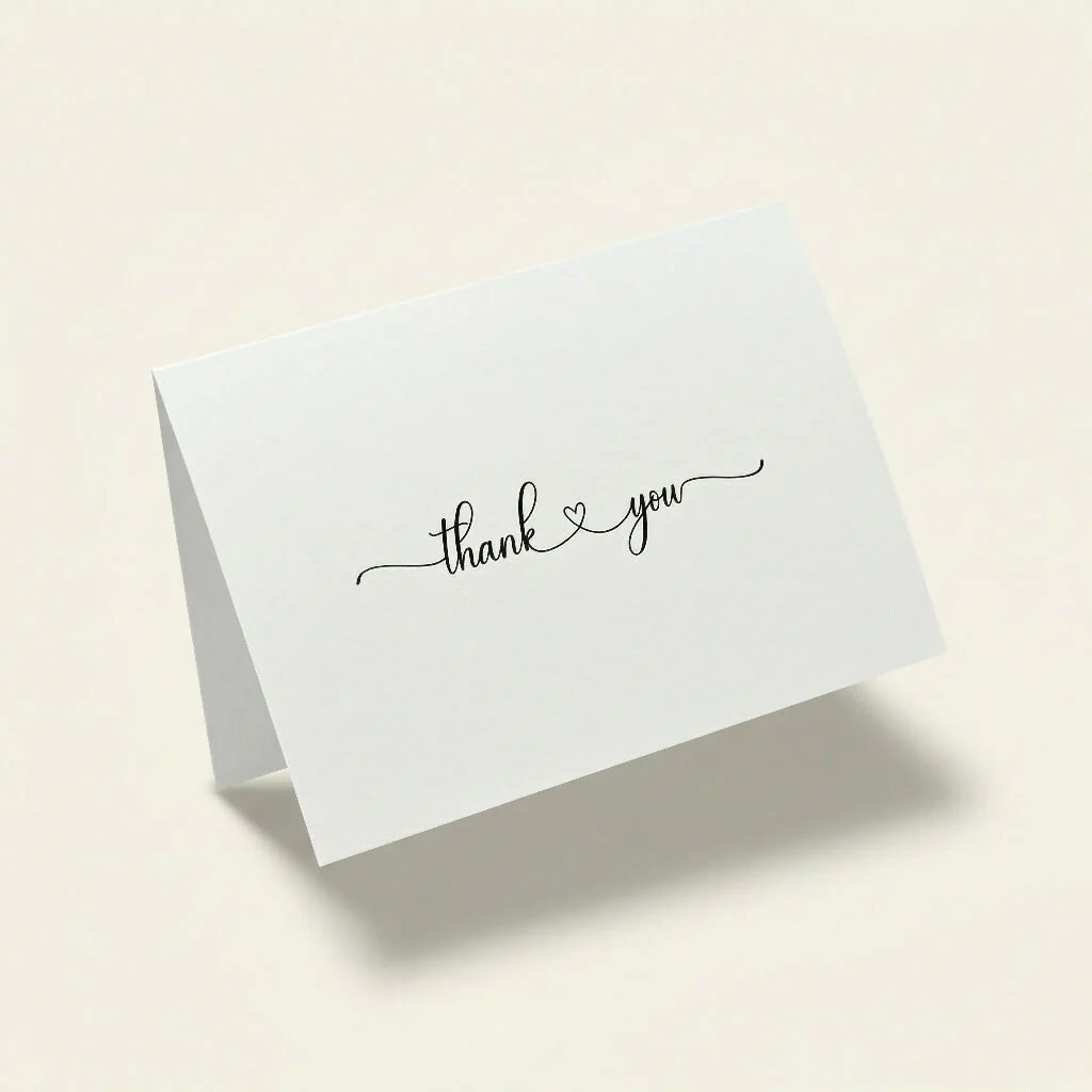 Thank You Note Card Set - Minimalist Love Heart Script - Image 2