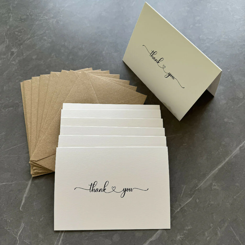 Thank You Note Card Set - Minimalist Love Heart Script - Image 4