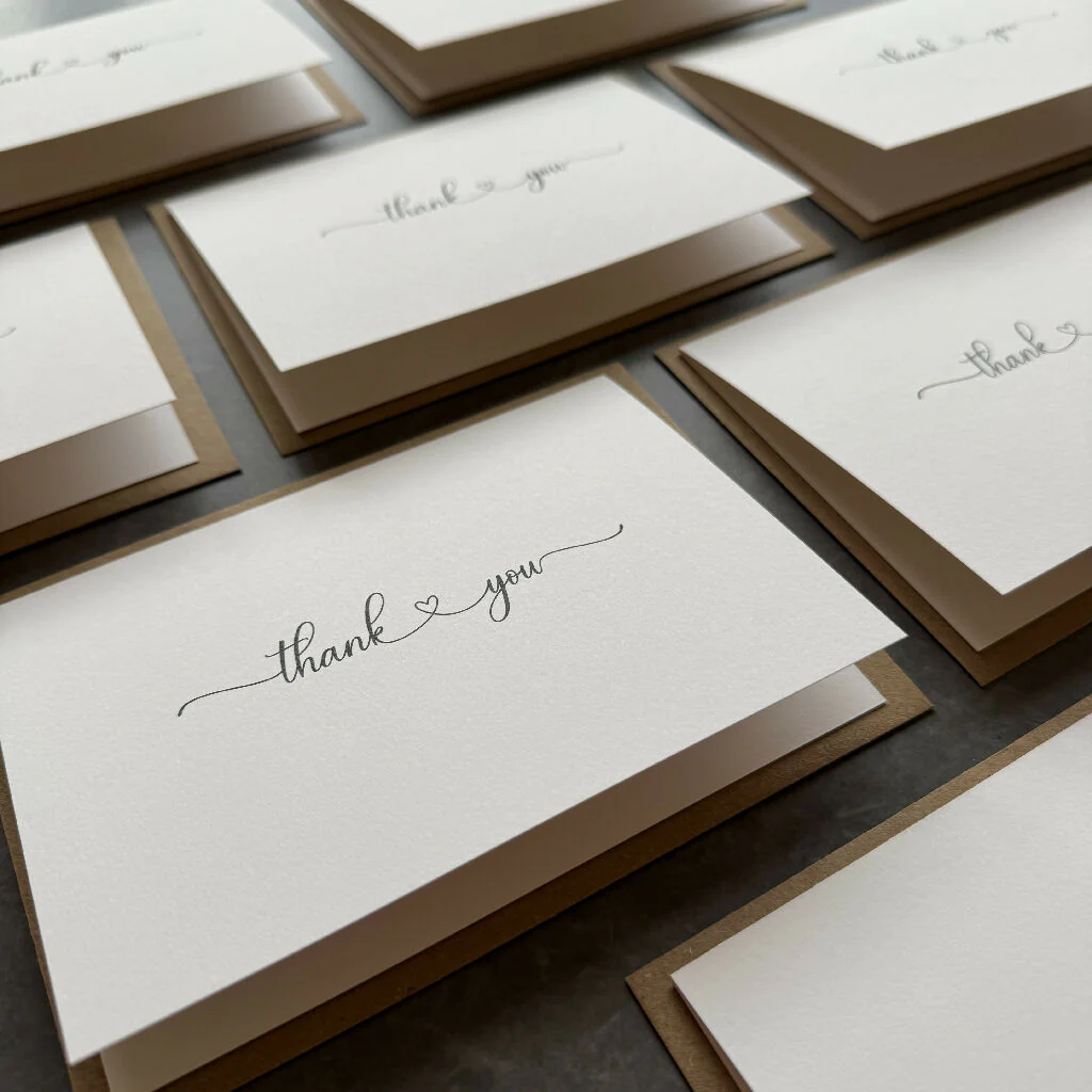 Thank You Note Card Set - Minimalist Love Heart Script - Image 5