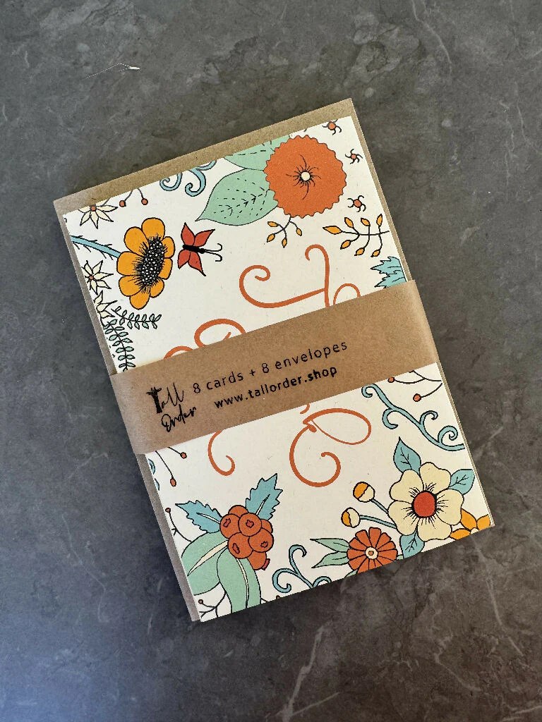 Thank You Note Card Set - Orange Florals - Image 5
