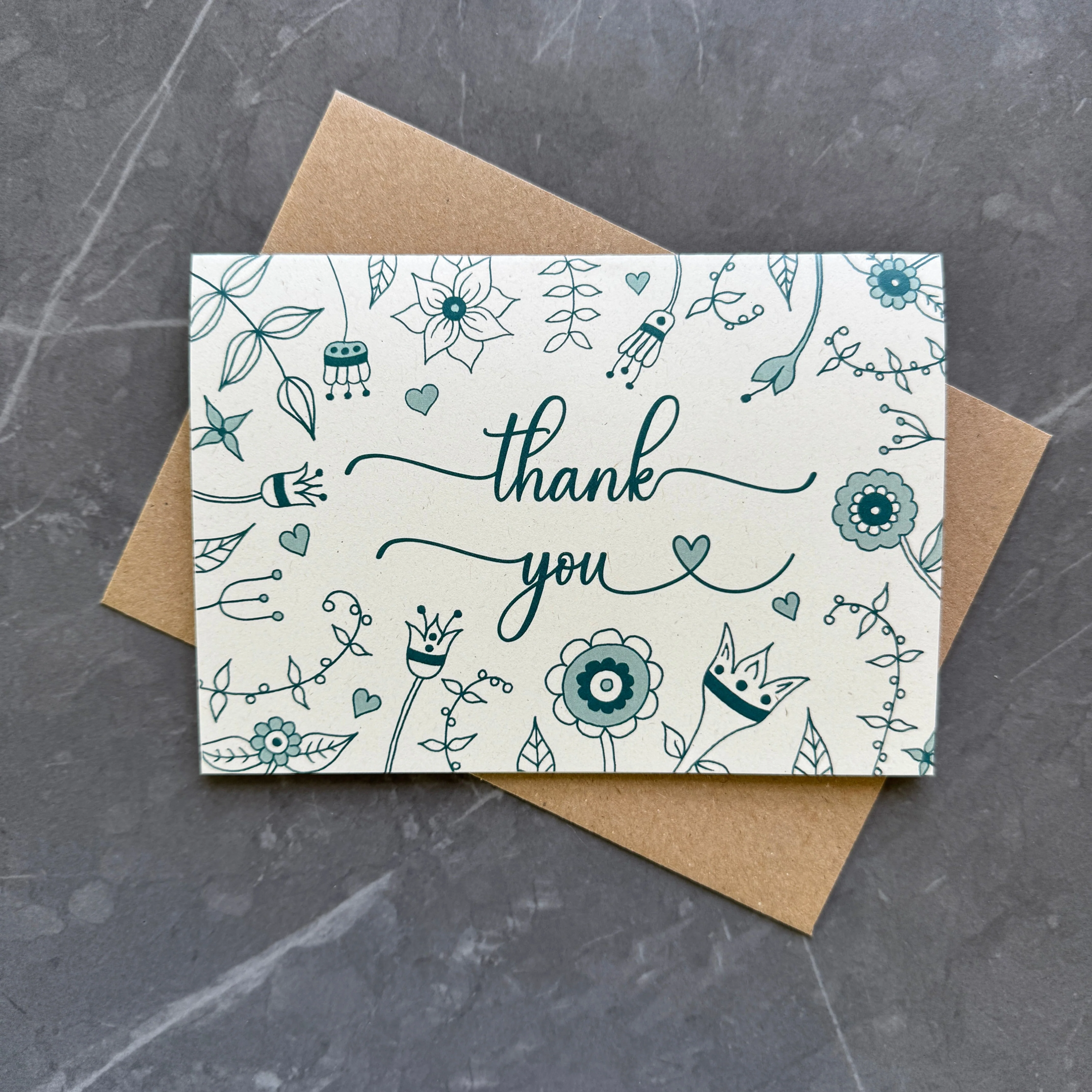 Thank You Note Cards - Teal Florals - Image 3