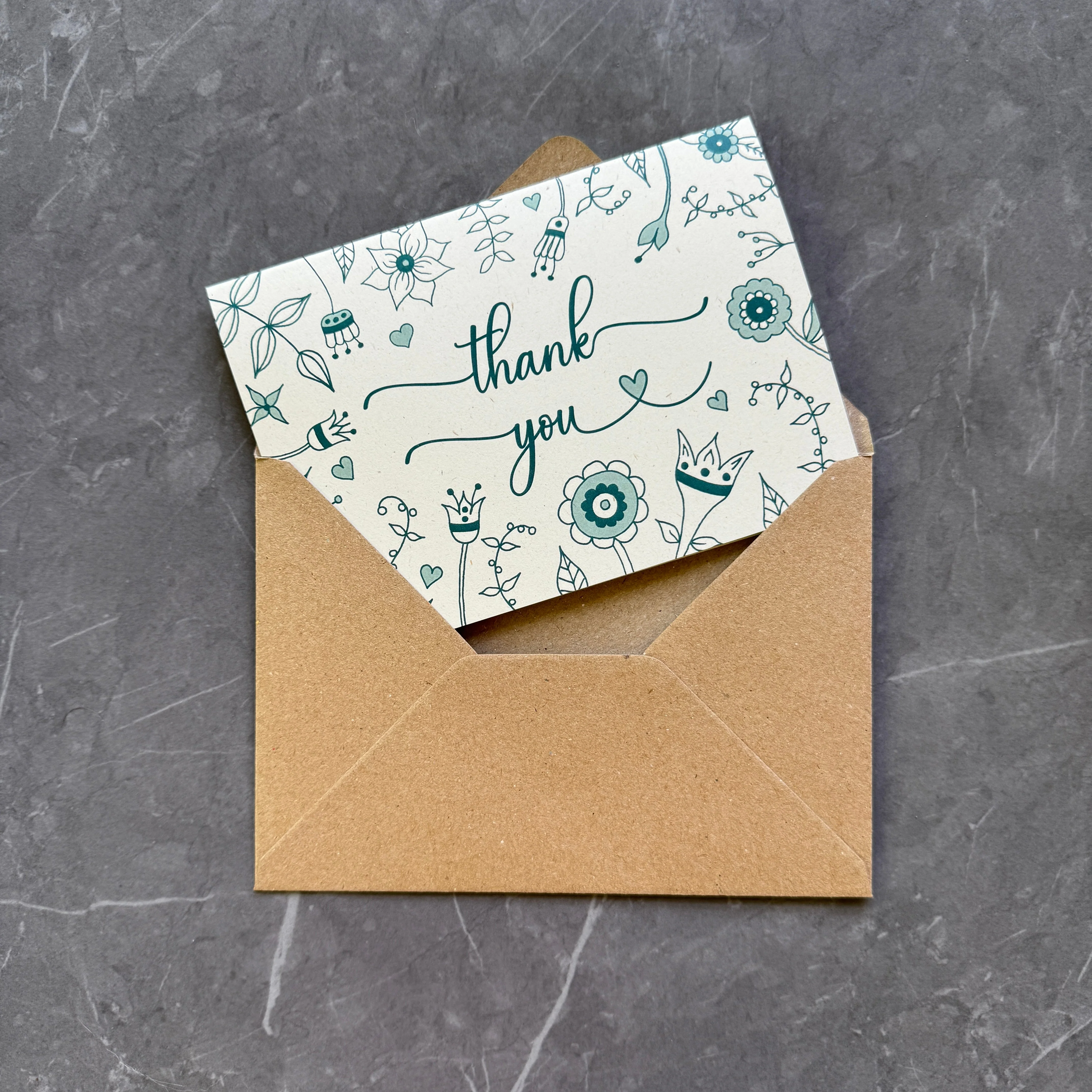 Thank You Note Cards - Teal Florals - Image 4