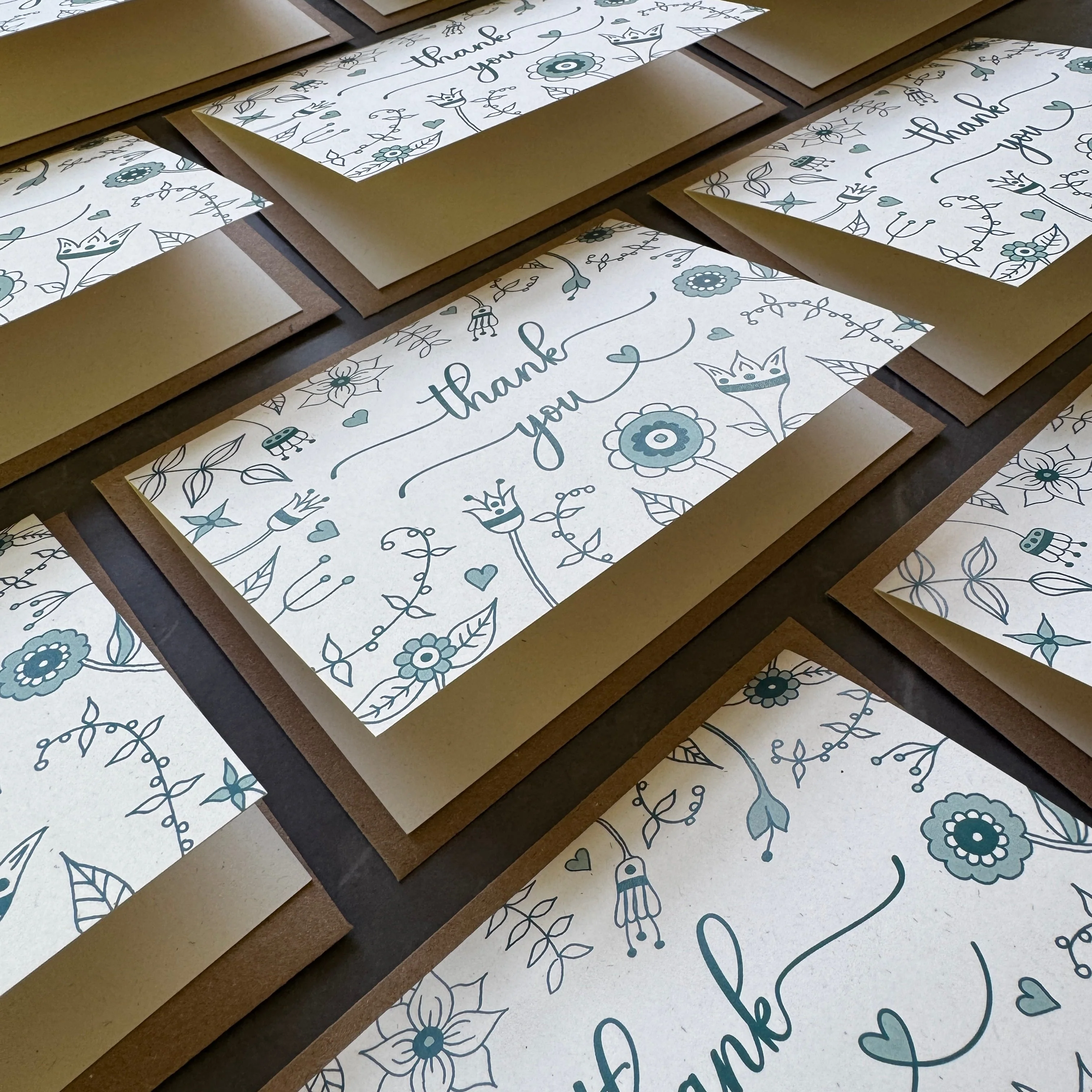 Thank You Note Cards - Teal Florals - Image 5
