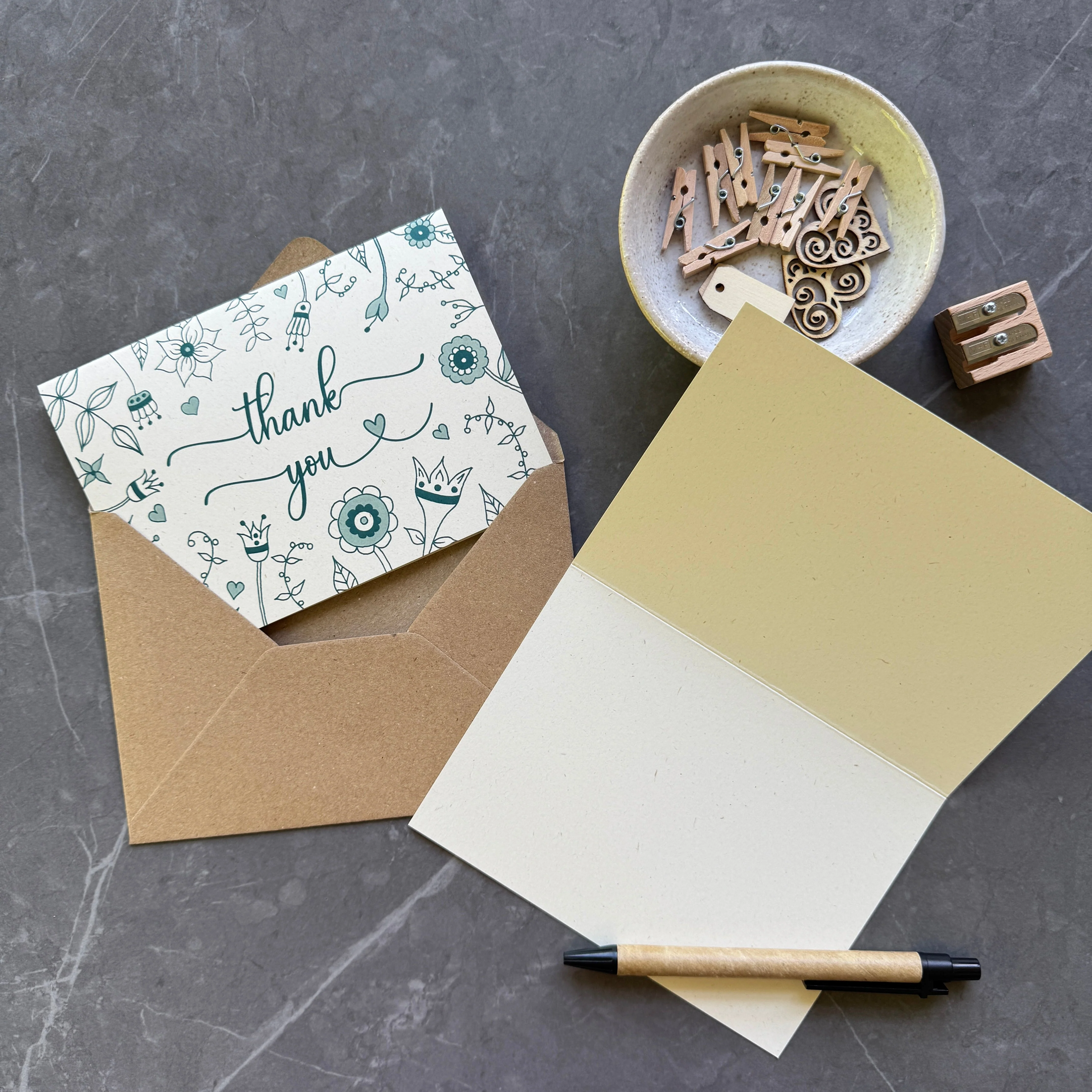 Thank You Note Cards - Teal Florals - Image 7