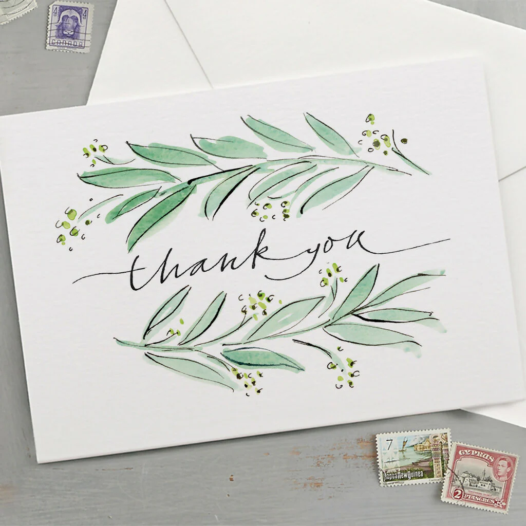 'Thank You' Olive Leaves Greeting Card - Image 2
