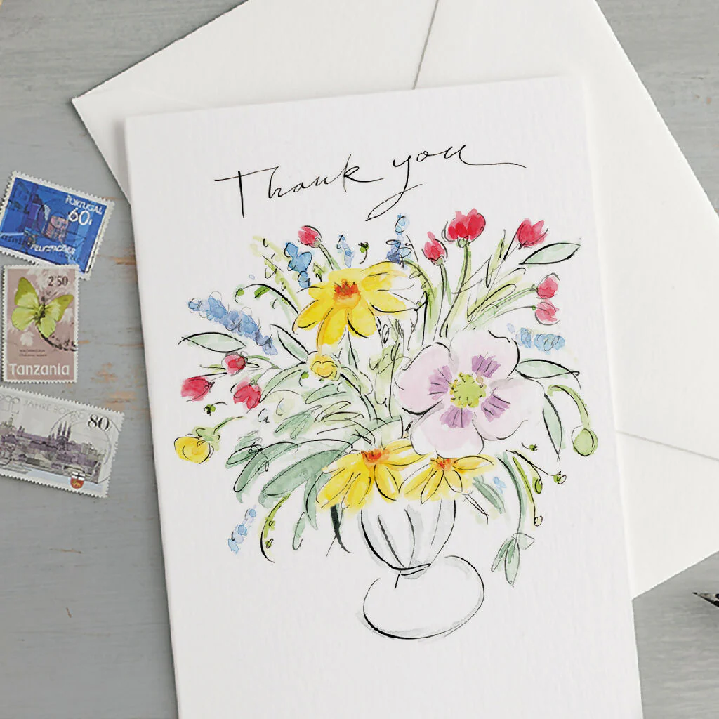 'Thank You' Vase Of Flowers Greeting Card - Image 2