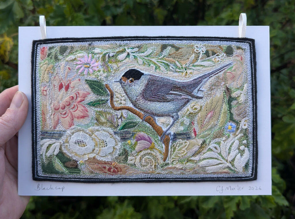 The Blackcap - Textile Embroidery hanging - Image 5
