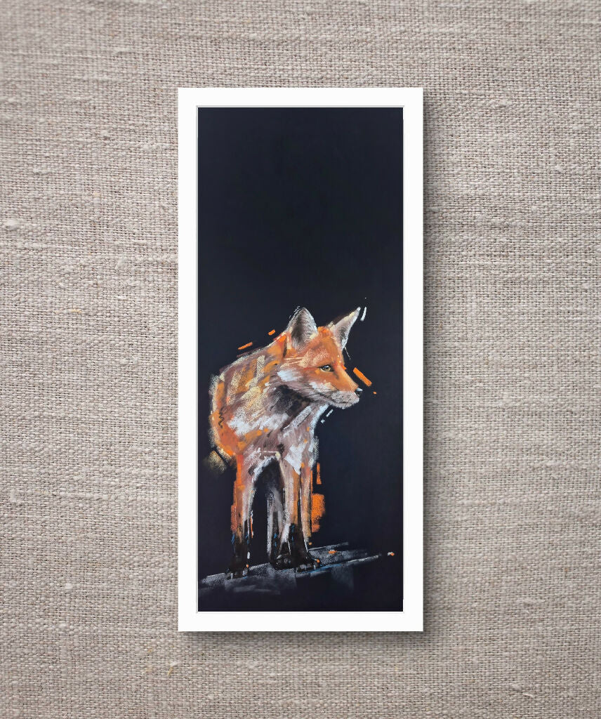 The Call of Dusk Fox Giclee Fine Art Print with Navy Background - Image 3