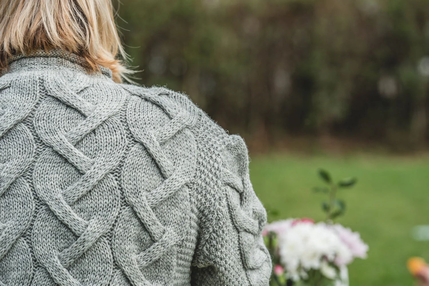The Dunster - Tunic Cable Jumper - Light Grey - Image 5