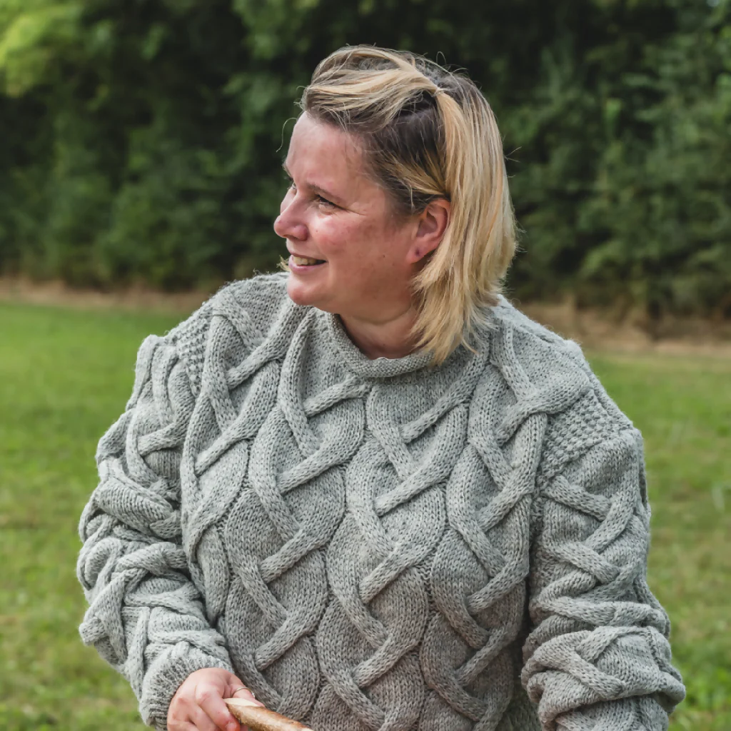 The Dunster - Tunic Cable Jumper - Light Grey - Image 8