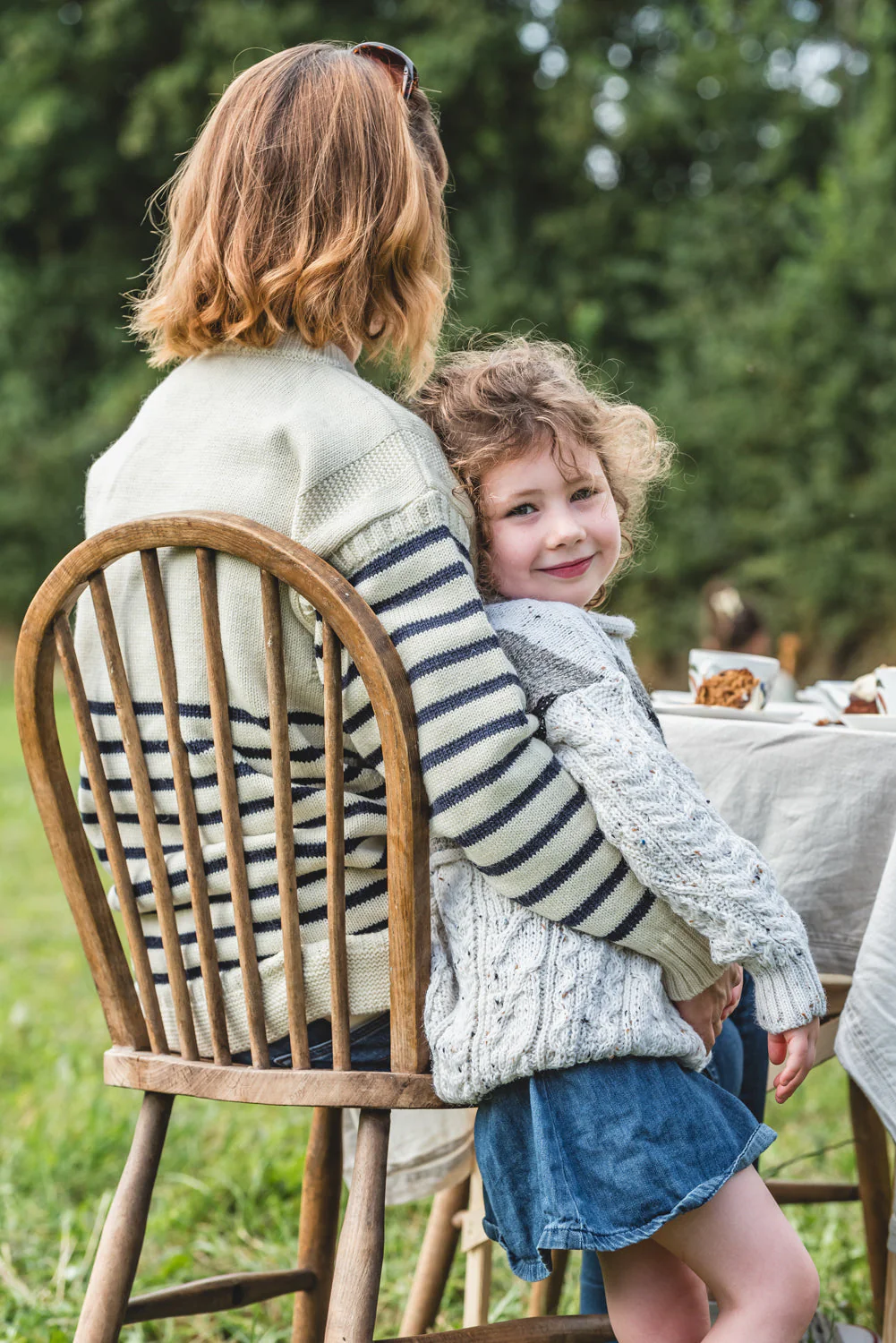 The Greylake - Breton Striped Knitted Jumper - Cream with Navy Stripes - Image 4