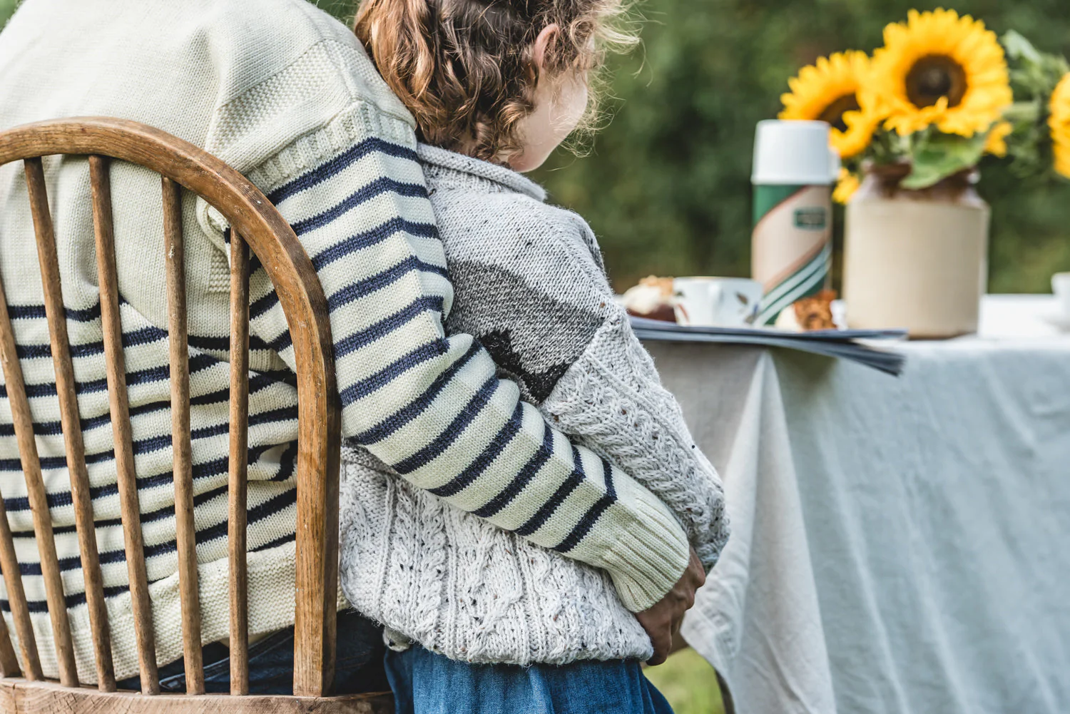 The Greylake - Breton Striped Knitted Jumper - Cream with Navy Stripes - Image 5