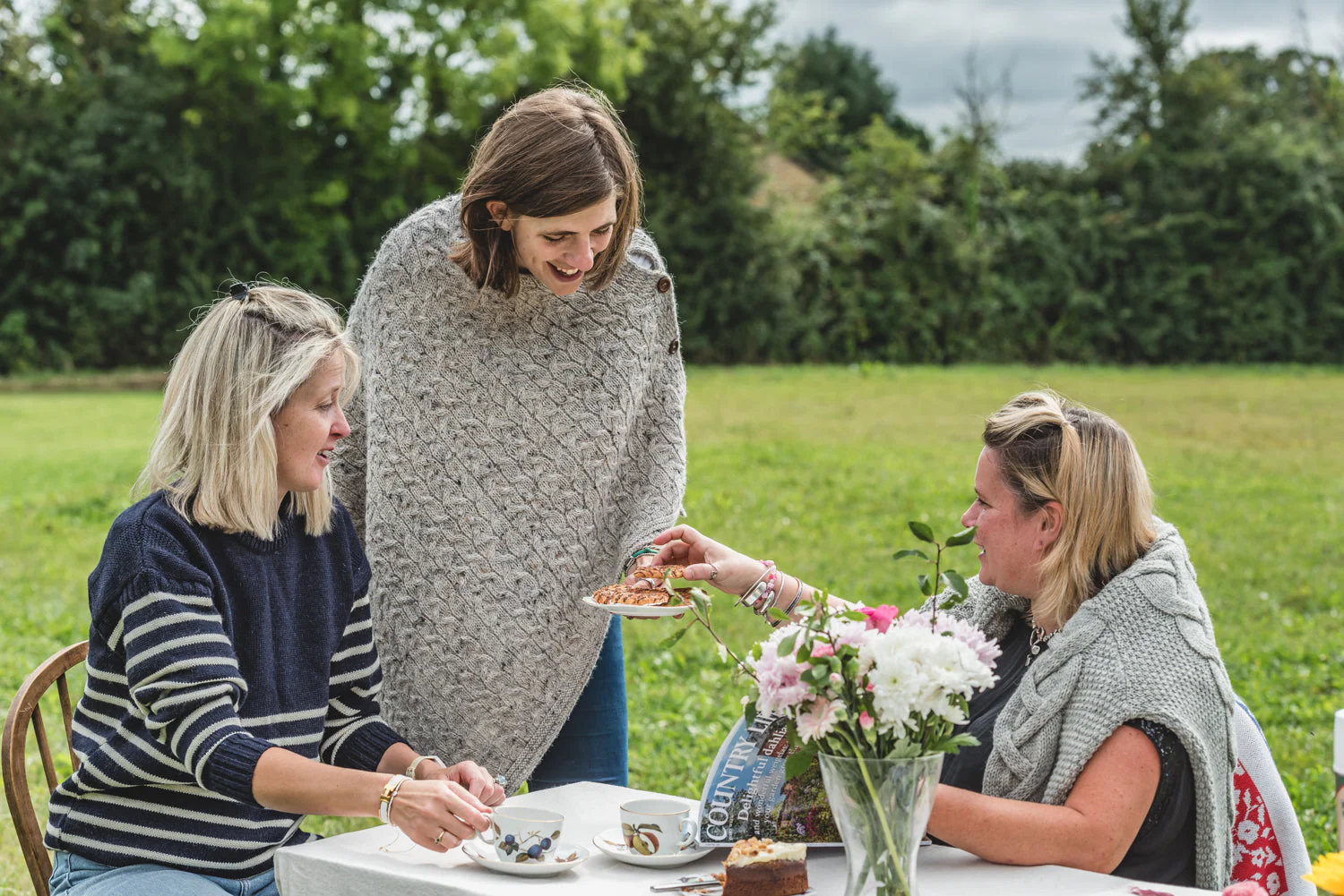 The Greylake - Breton Striped Knitted Jumper - Navy with Cream Stripes - Image 4
