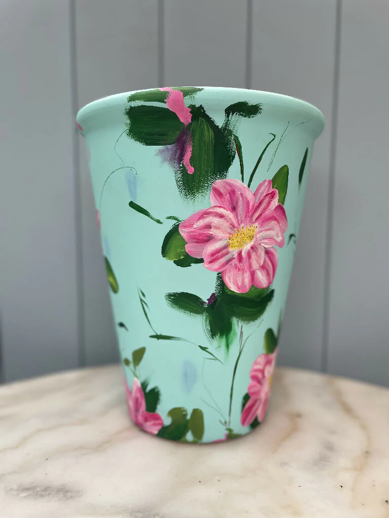 The King's Rose - Hand Painted Interior Terracotta Plant Pot - Image 2