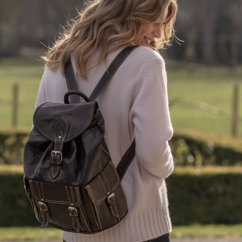 The Larache Large Rucksack in Dark Brown