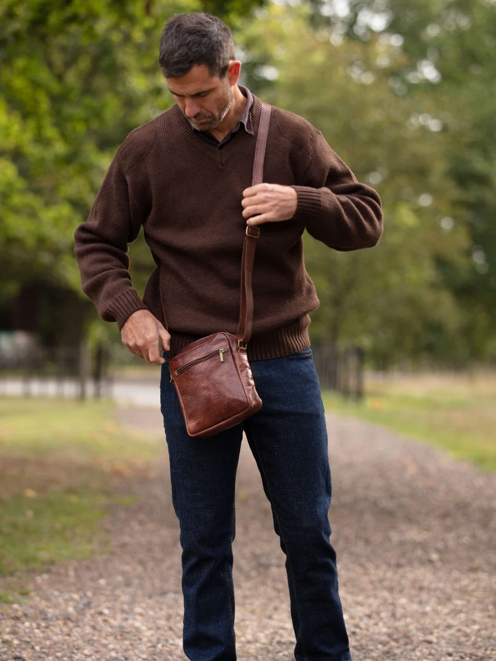 The Martil Small Messenger Bag in Dark Brown