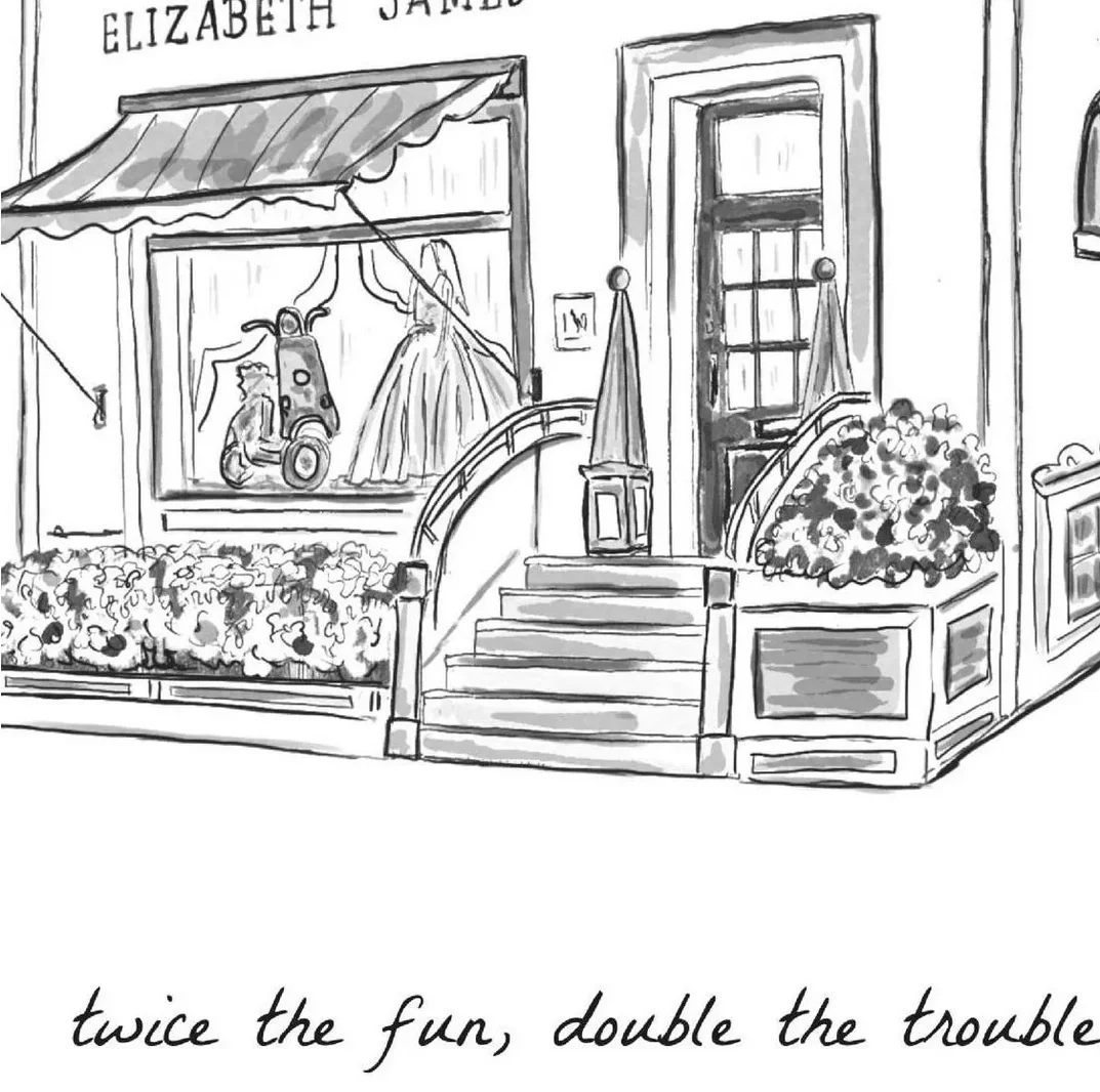 The Parent Trap Movie Art Illustration Print London Shop, Elizabeth James Bridal Store, Striped Artwork - Image 2