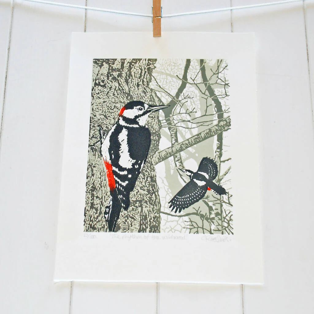 The rhythm of the wild wood - Limited Edition - Original Linocut Print - Image 3