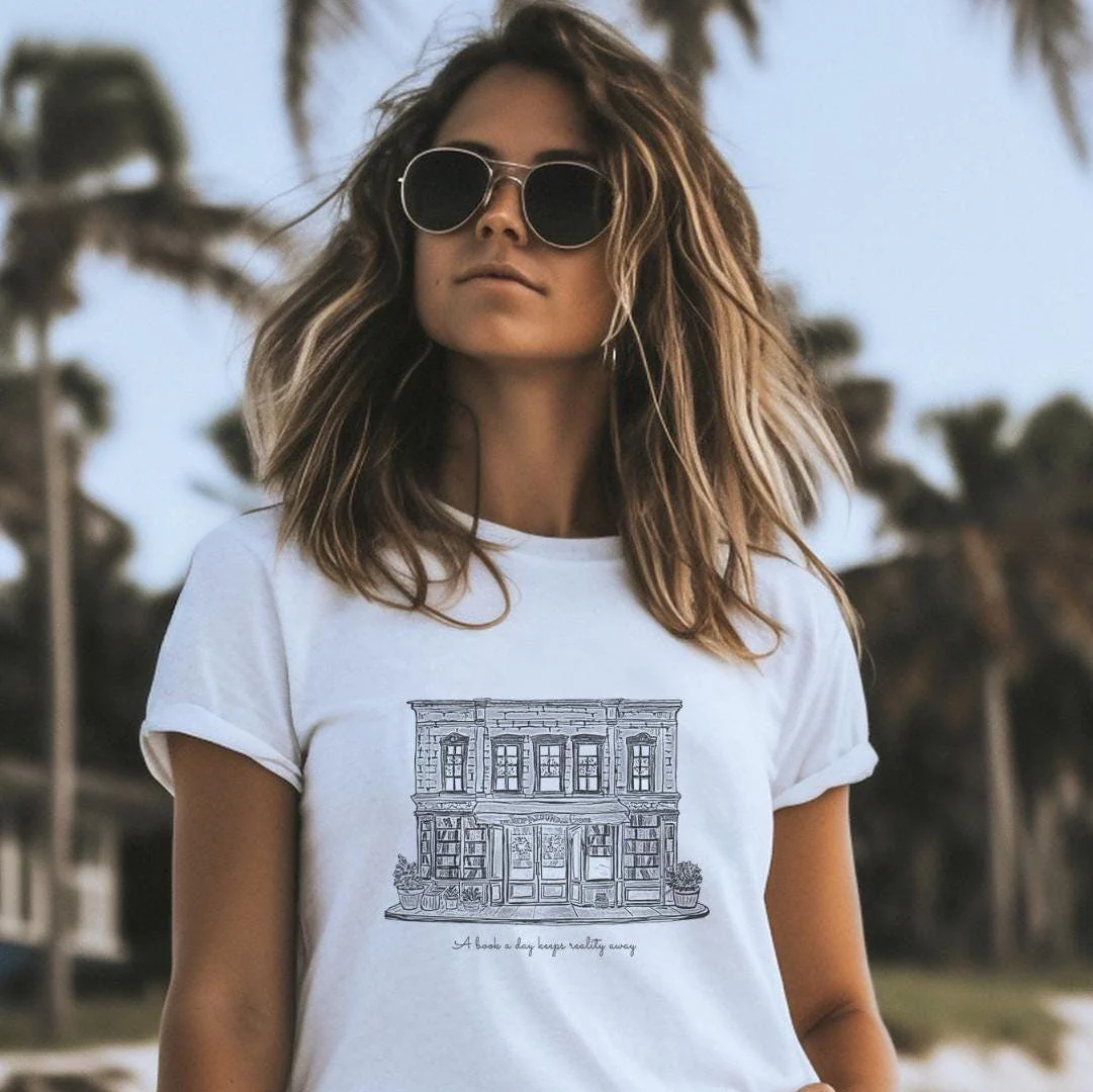 The Shop Around The Corner T shirt, You've got Mail Bookstore Illustration - Image 6