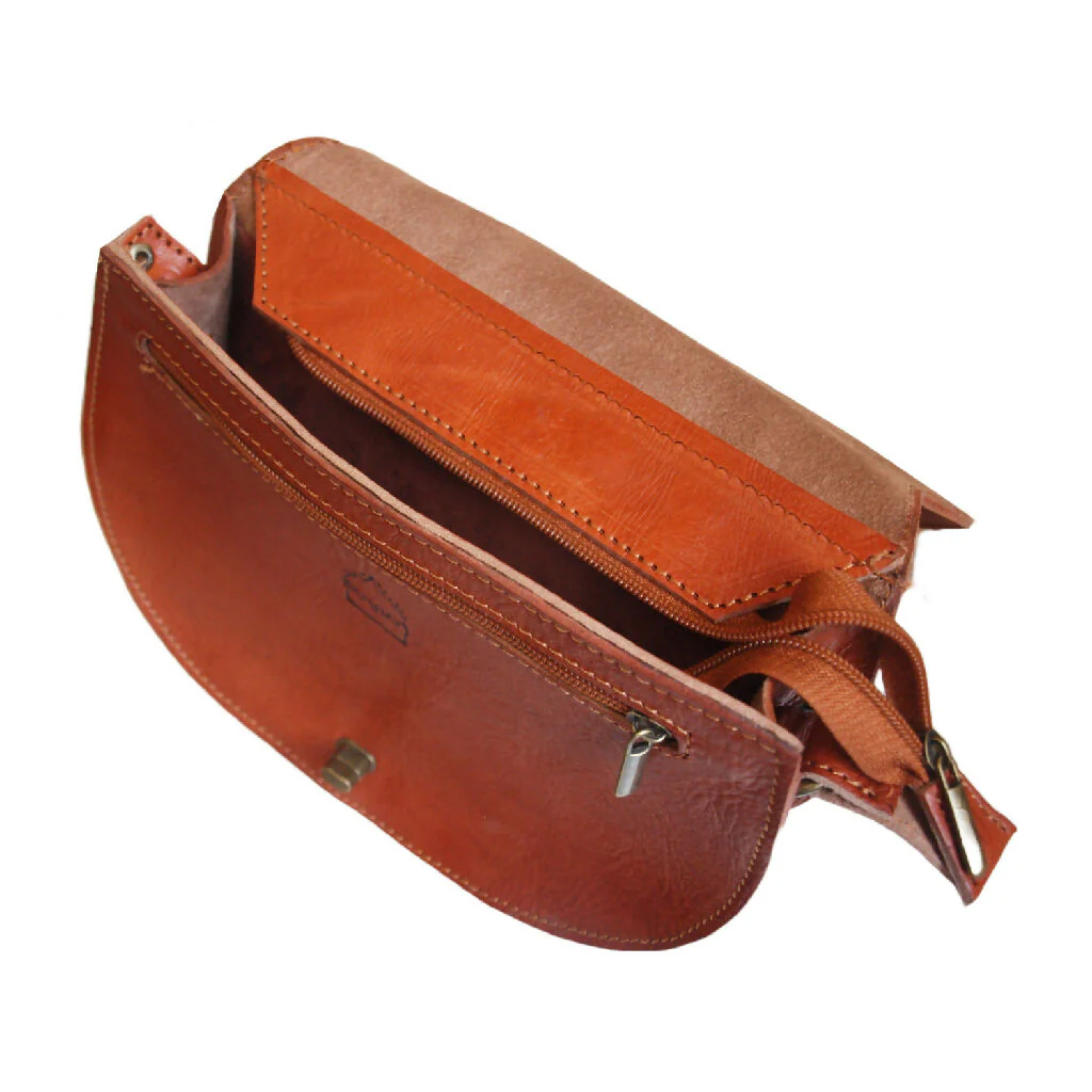 The Temara Embossed Saddle Bag in Light Brown - Image 4
