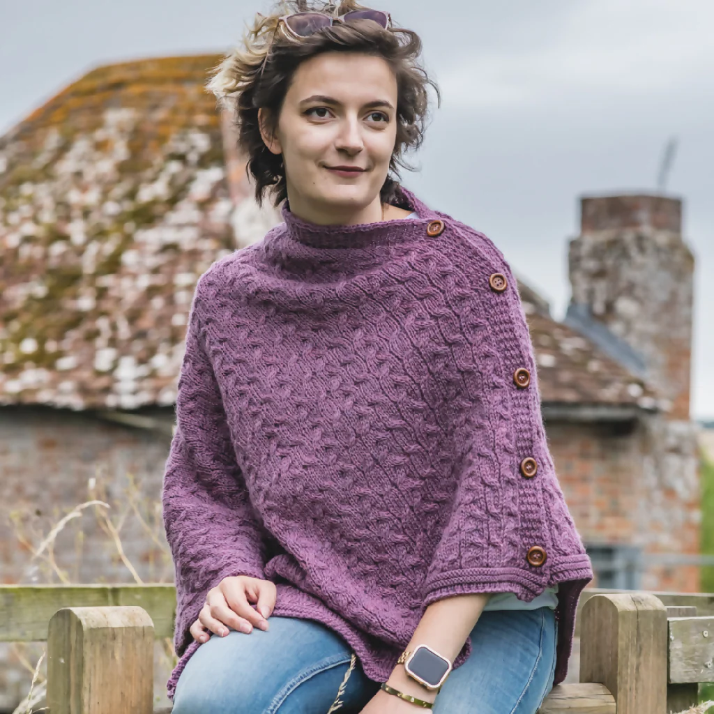 The Thorney - Two Way Knitted Poncho - Lupin