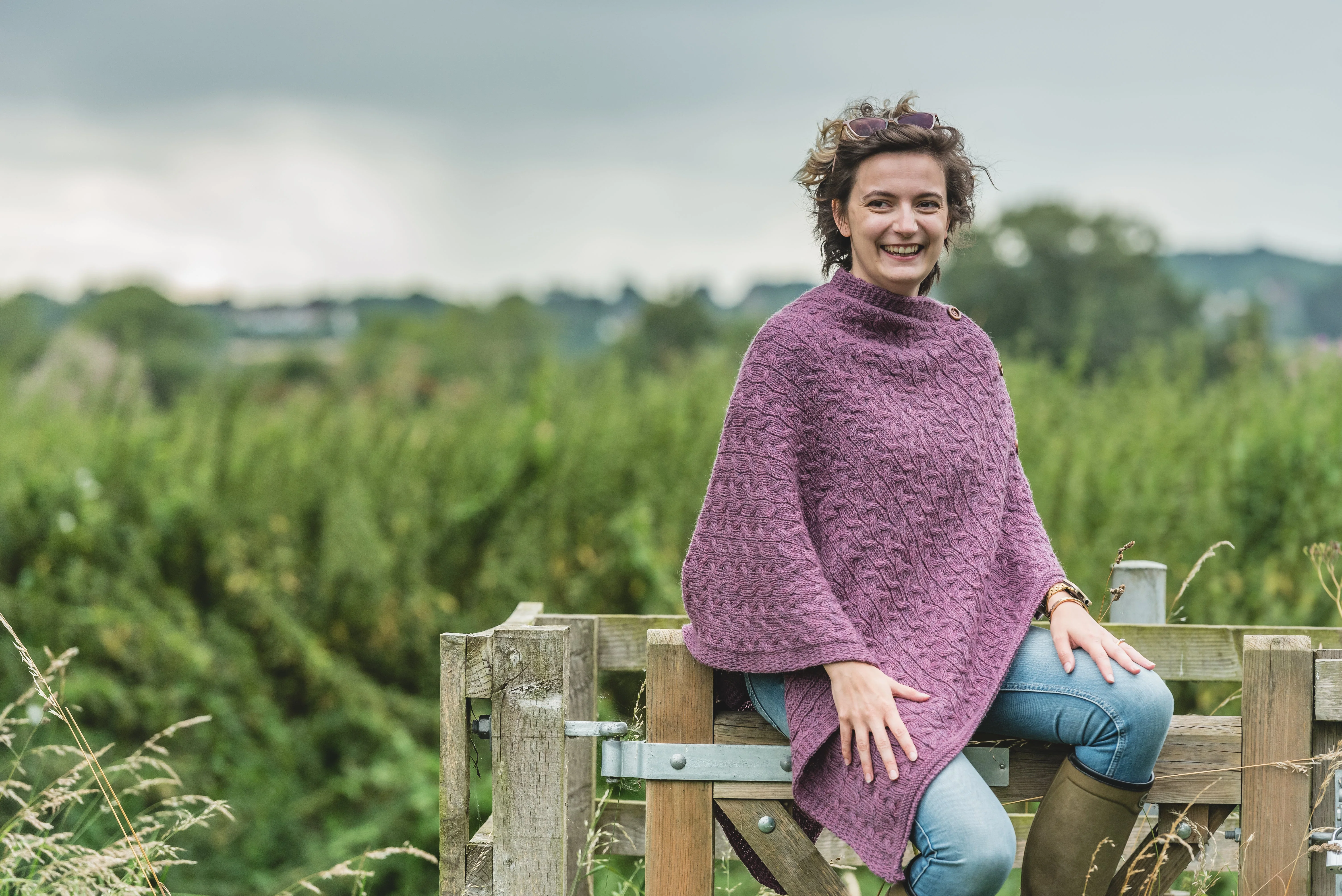 The Thorney - Two Way Knitted Poncho - Lupin - Image 5