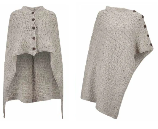 The Thorney - Two Way Knitted Poncho - Natural Mix - Image 5