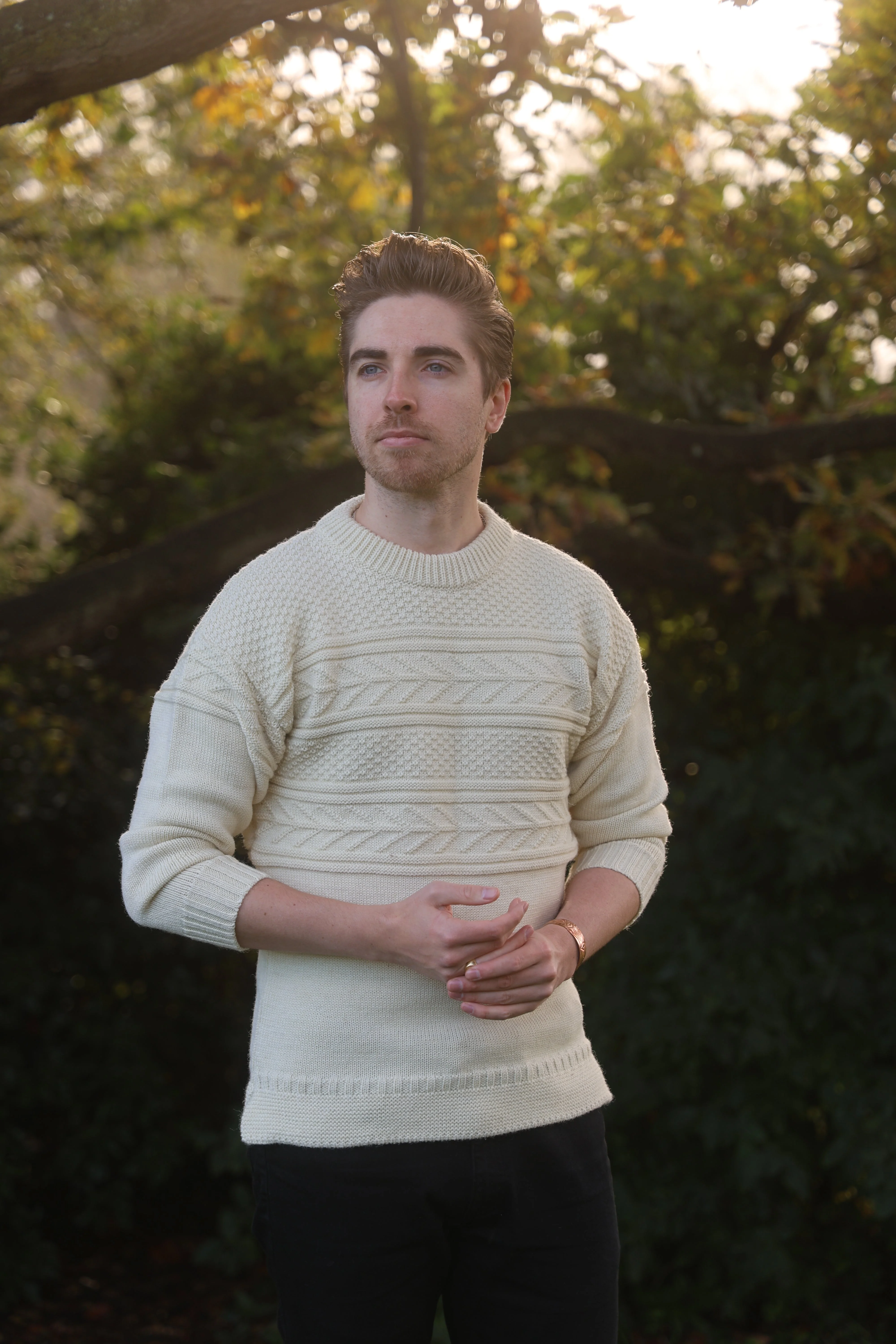 The Wedmore - Guernsey Style Knitted Jumper - Cream - Image 3