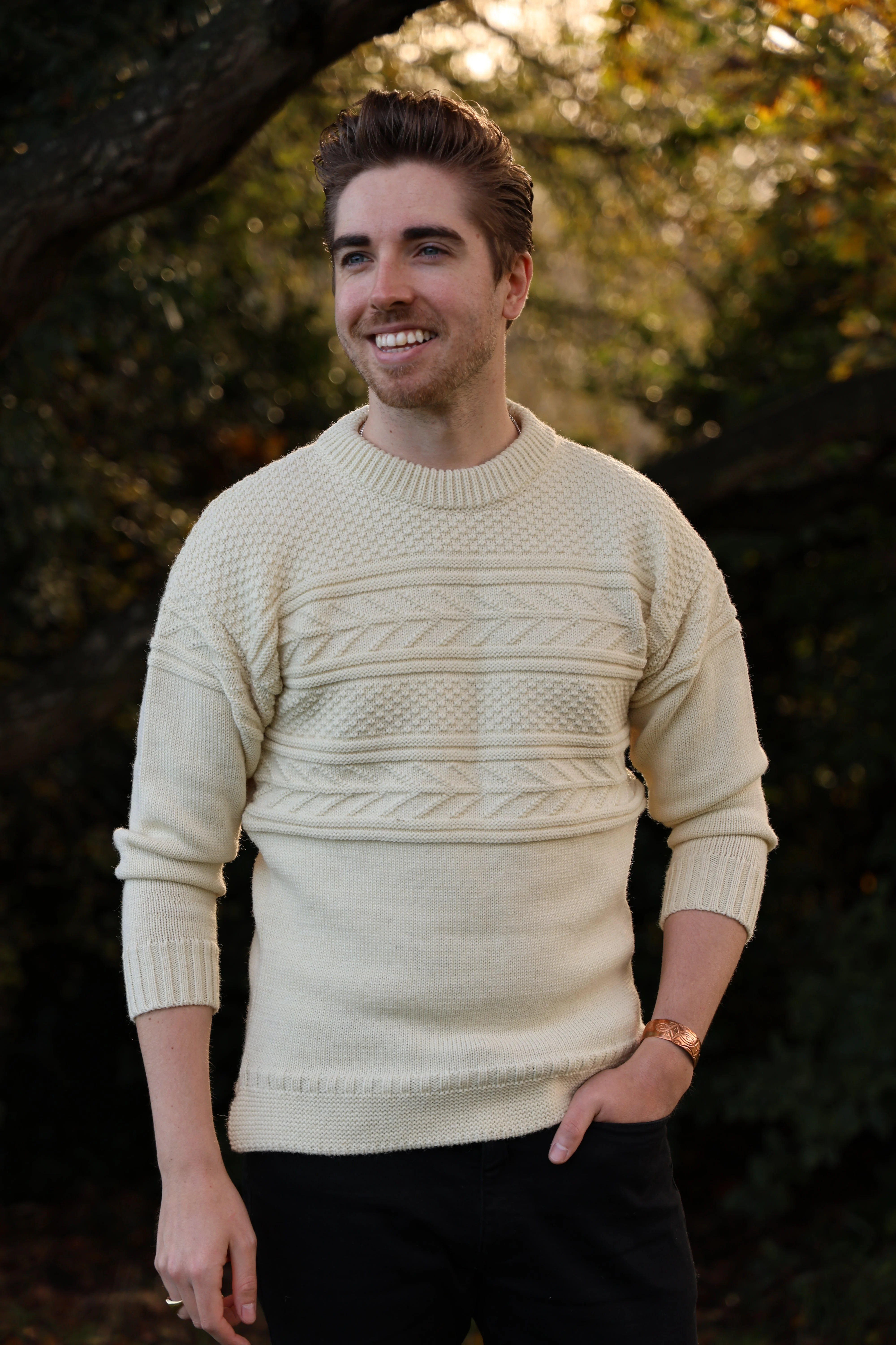 The Wedmore - Guernsey Style Knitted Jumper - Cream - Image 4