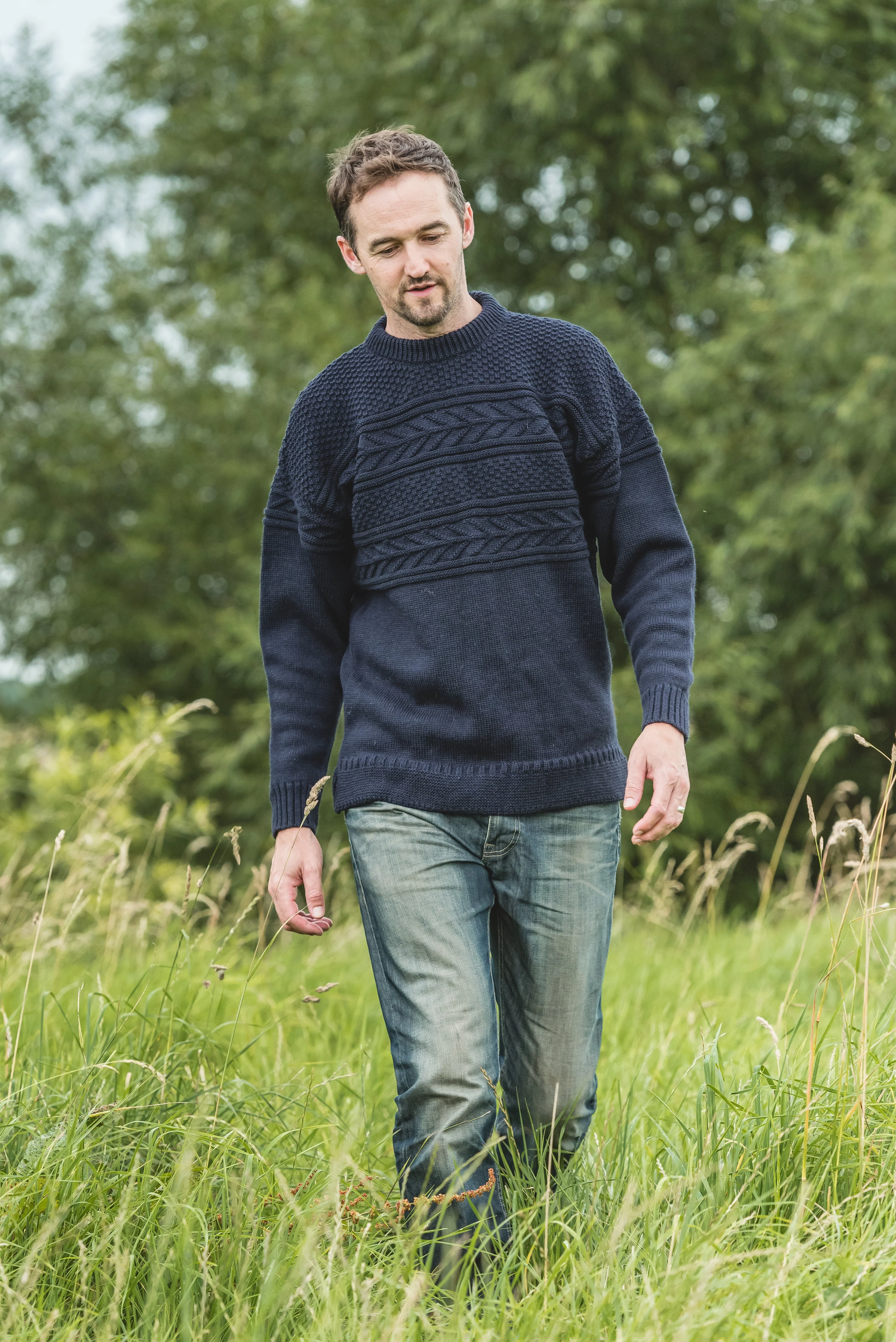 The Wedmore - Guernsey Style Knitted Jumper - Navy - Image 3