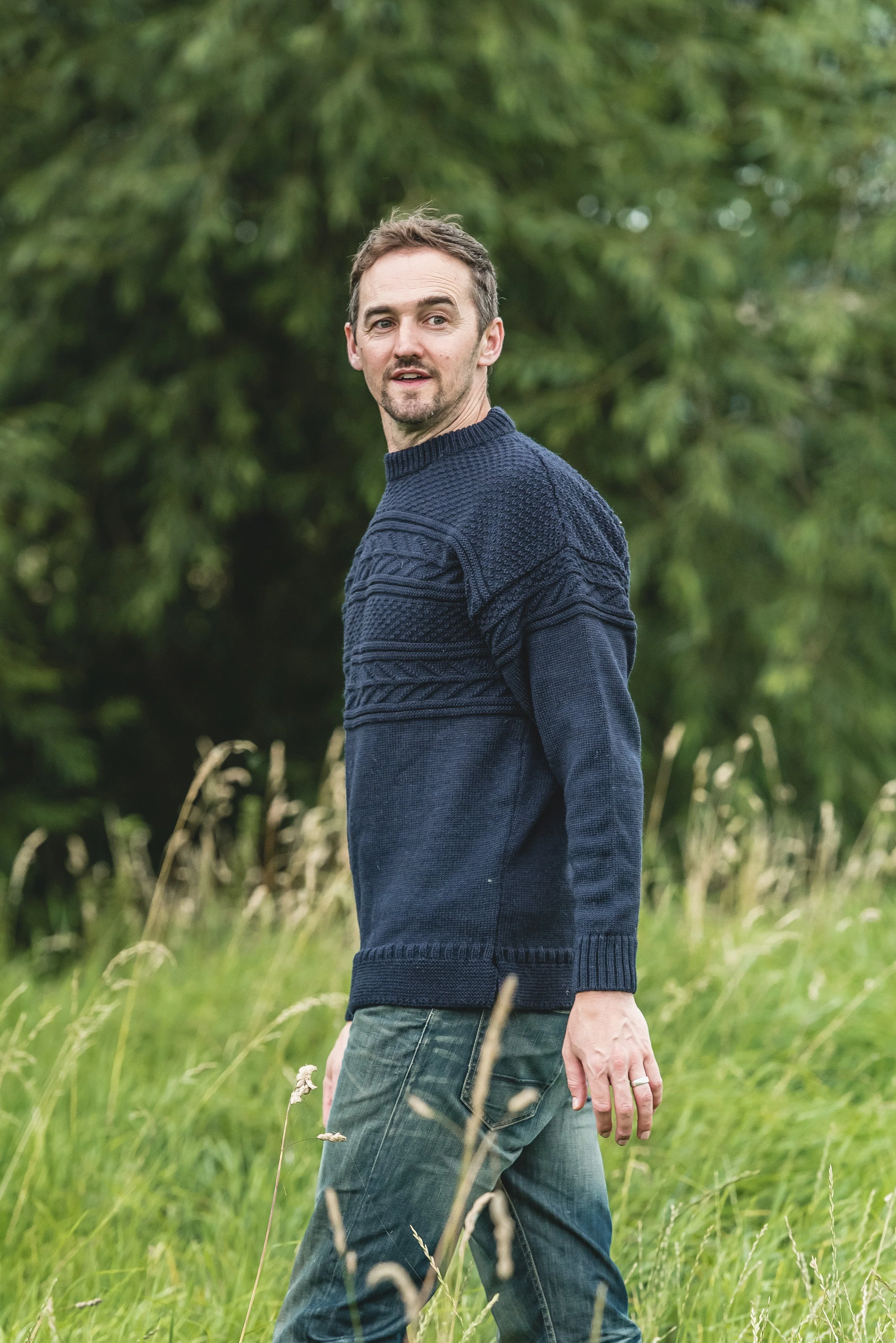 The Wedmore - Guernsey Style Knitted Jumper - Navy - Image 4