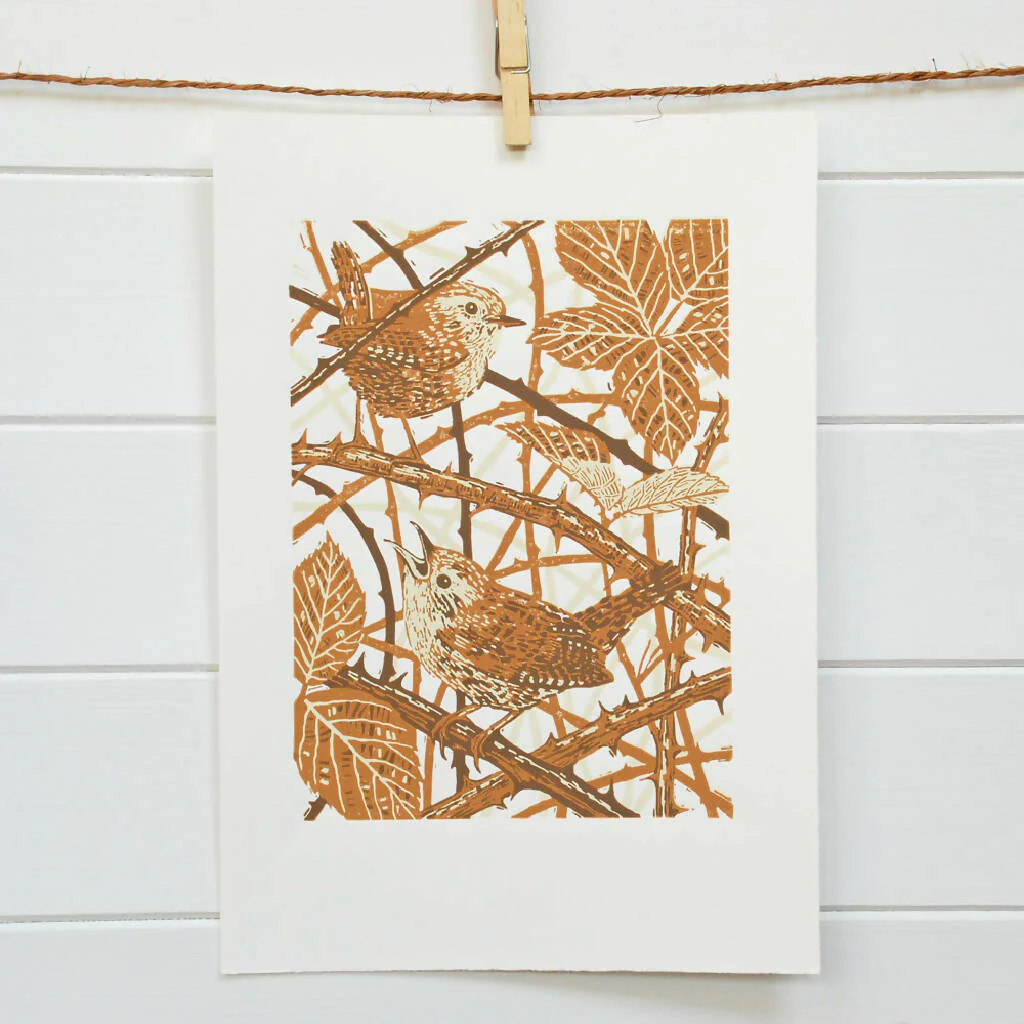 The Wrens' Duet - Limited Edition - Original Linocut Print - Image 3