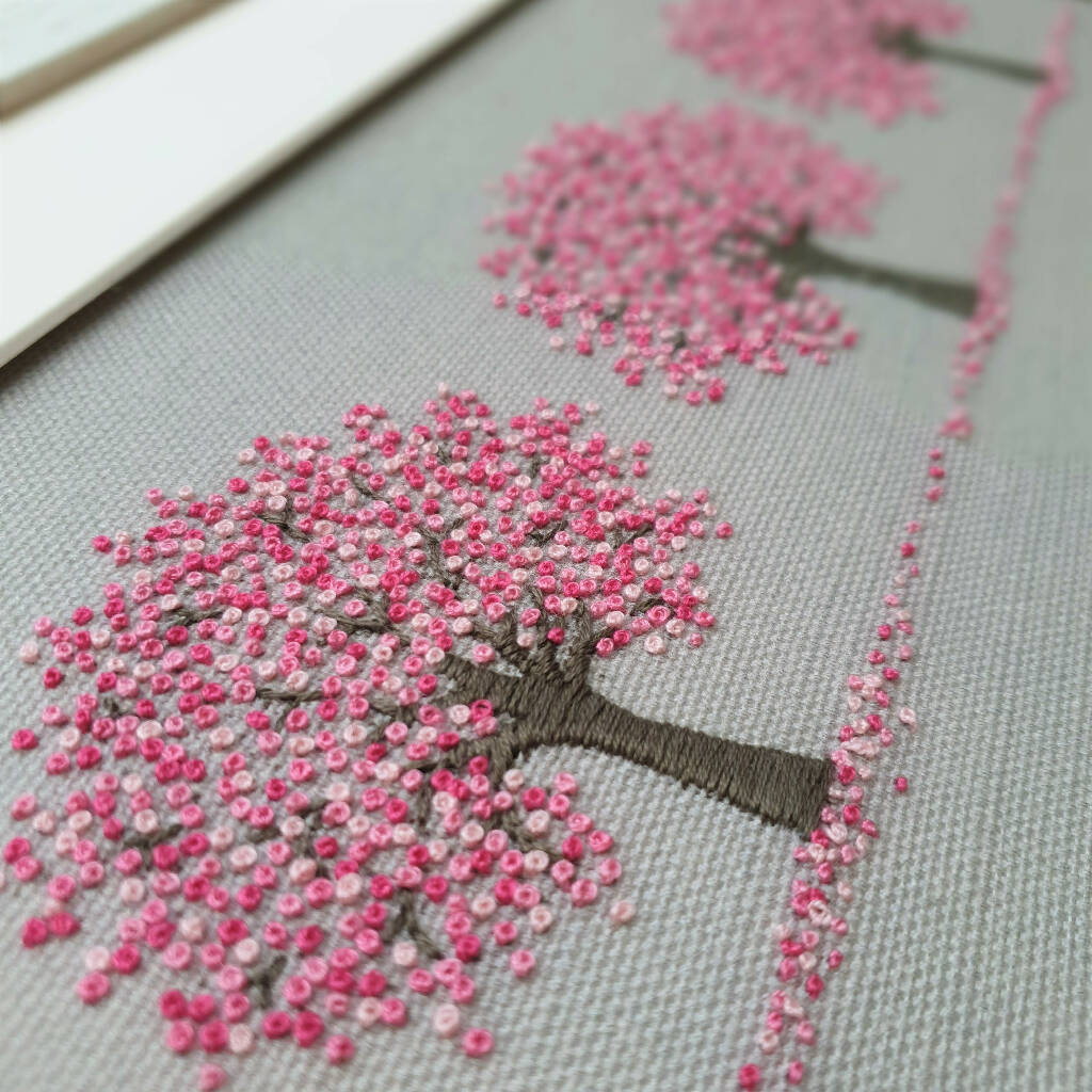 Embroidery Kit - Three Cherry Blossom Trees - Image 4
