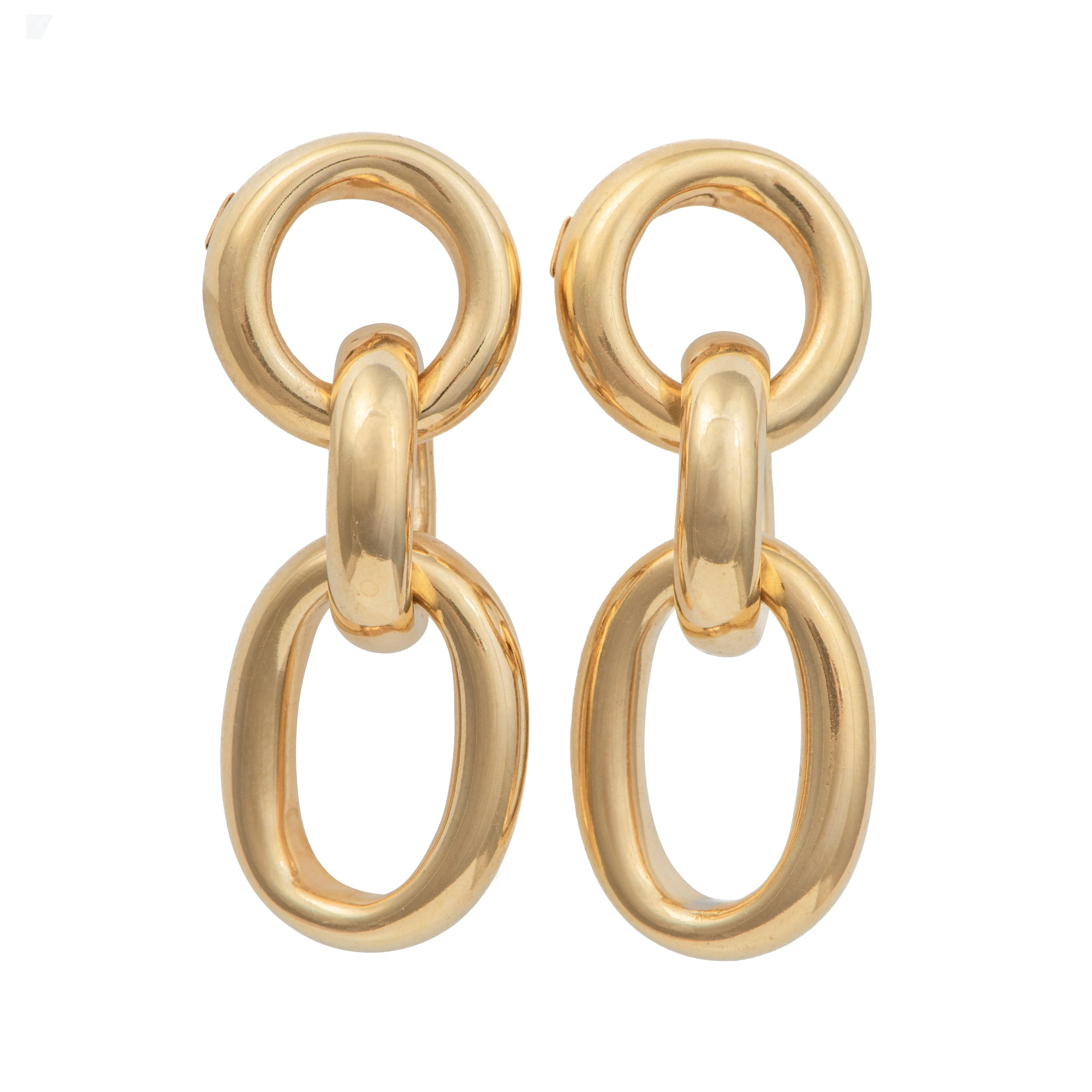 Three Small Interlinked Gold Plated Sterling Silver Oval Hoop Earrings - Image 2