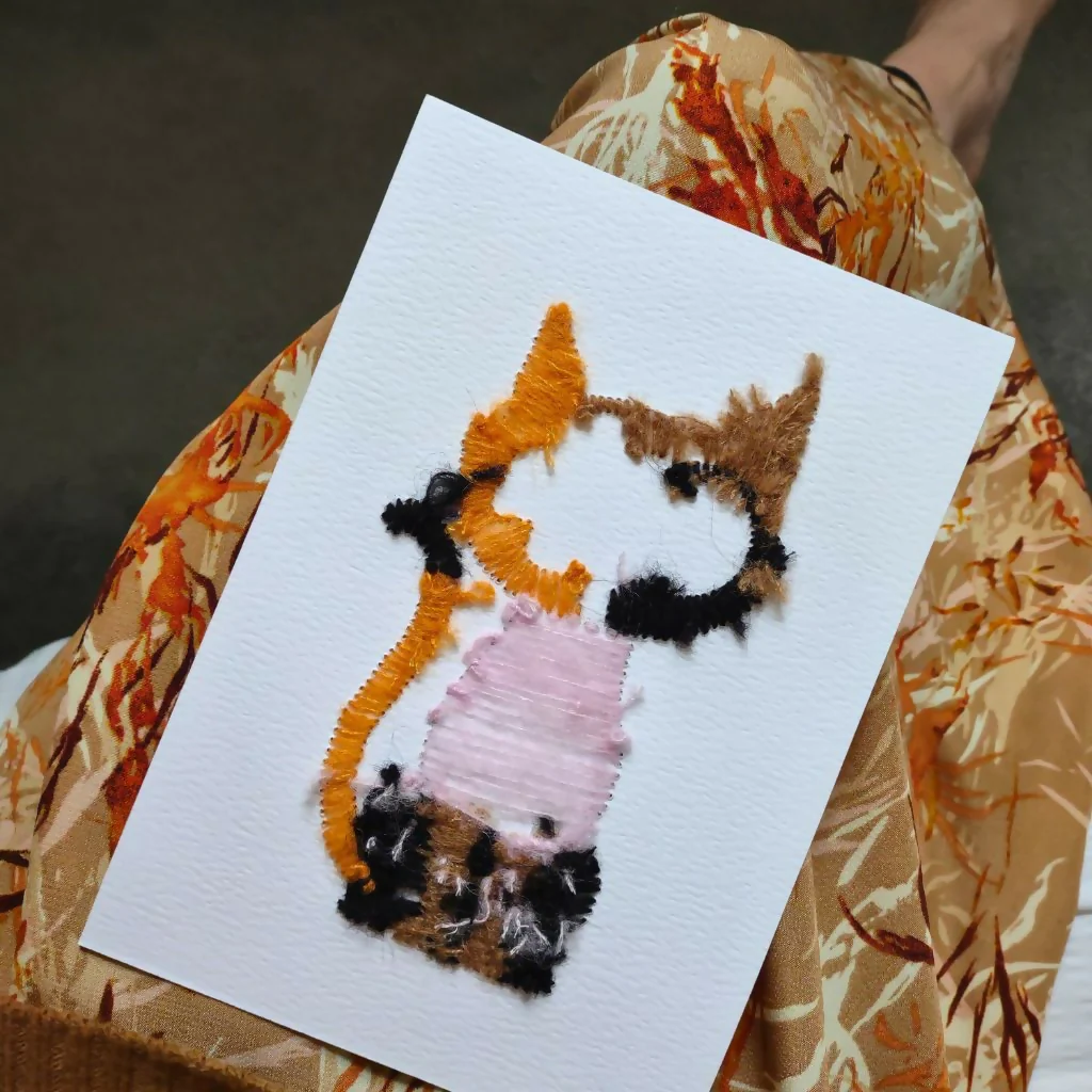 Tortoiseshell Cat Original Embroidery - Image 2
