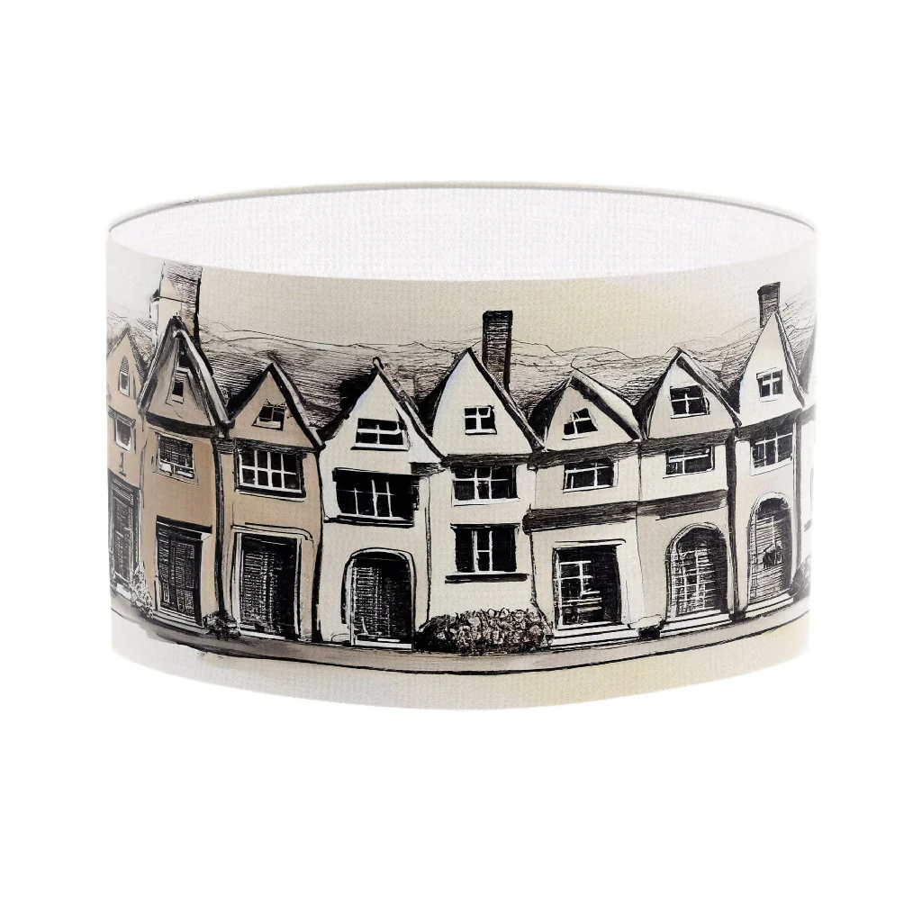 Town House Illustration Lampshade - Image 3